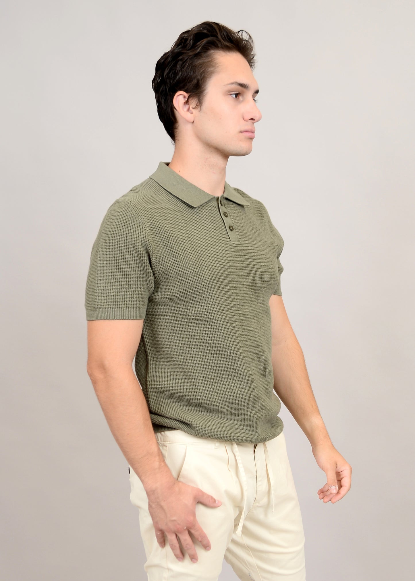 Knit Polo Light Olive 56MS372S - HEDGE