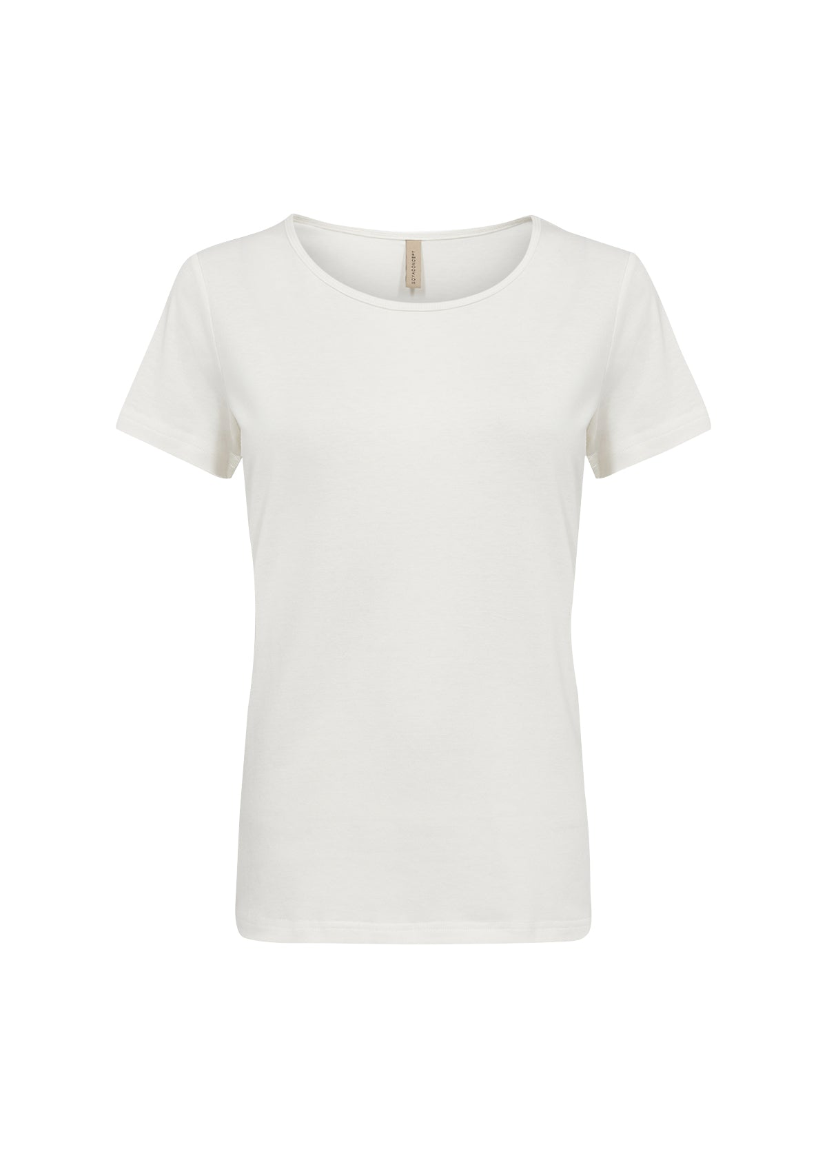 The SoyaConcept Pylle 1 T-shirt 29001-40, made from a soft cotton blend, has short sleeves and a round neckline. Set against a white background, its classic simplicity suits casual wear perfectly.