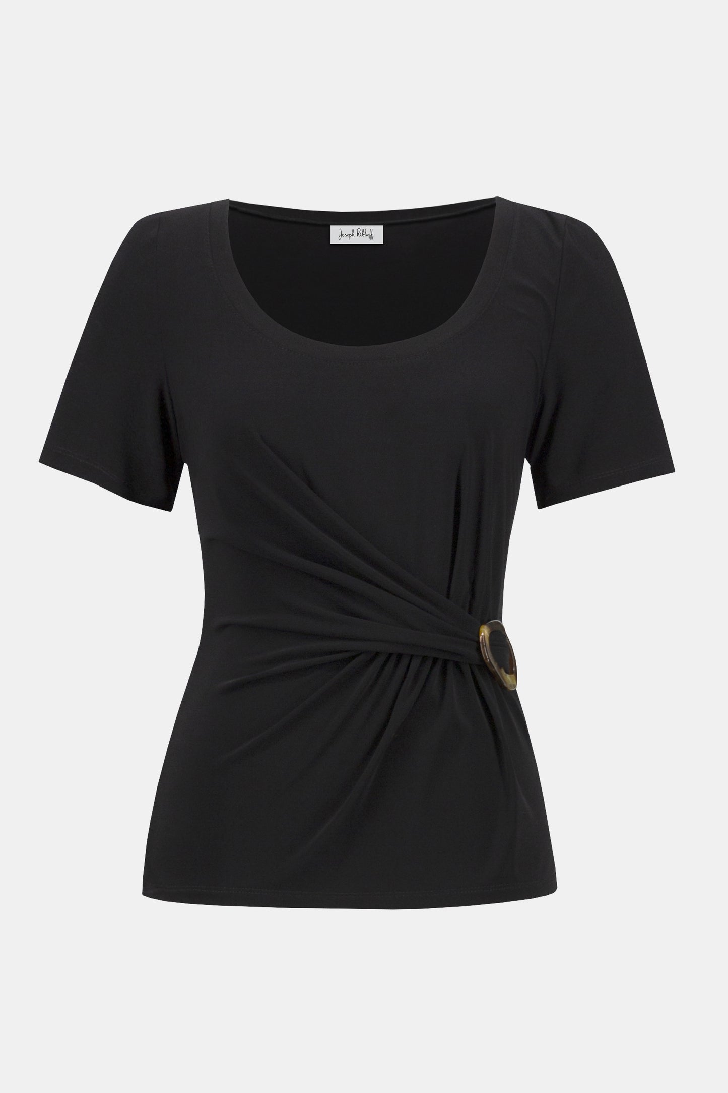 Silky Knit Fitted Top With Buckle Detail 252230 - Joseph Ribkoff