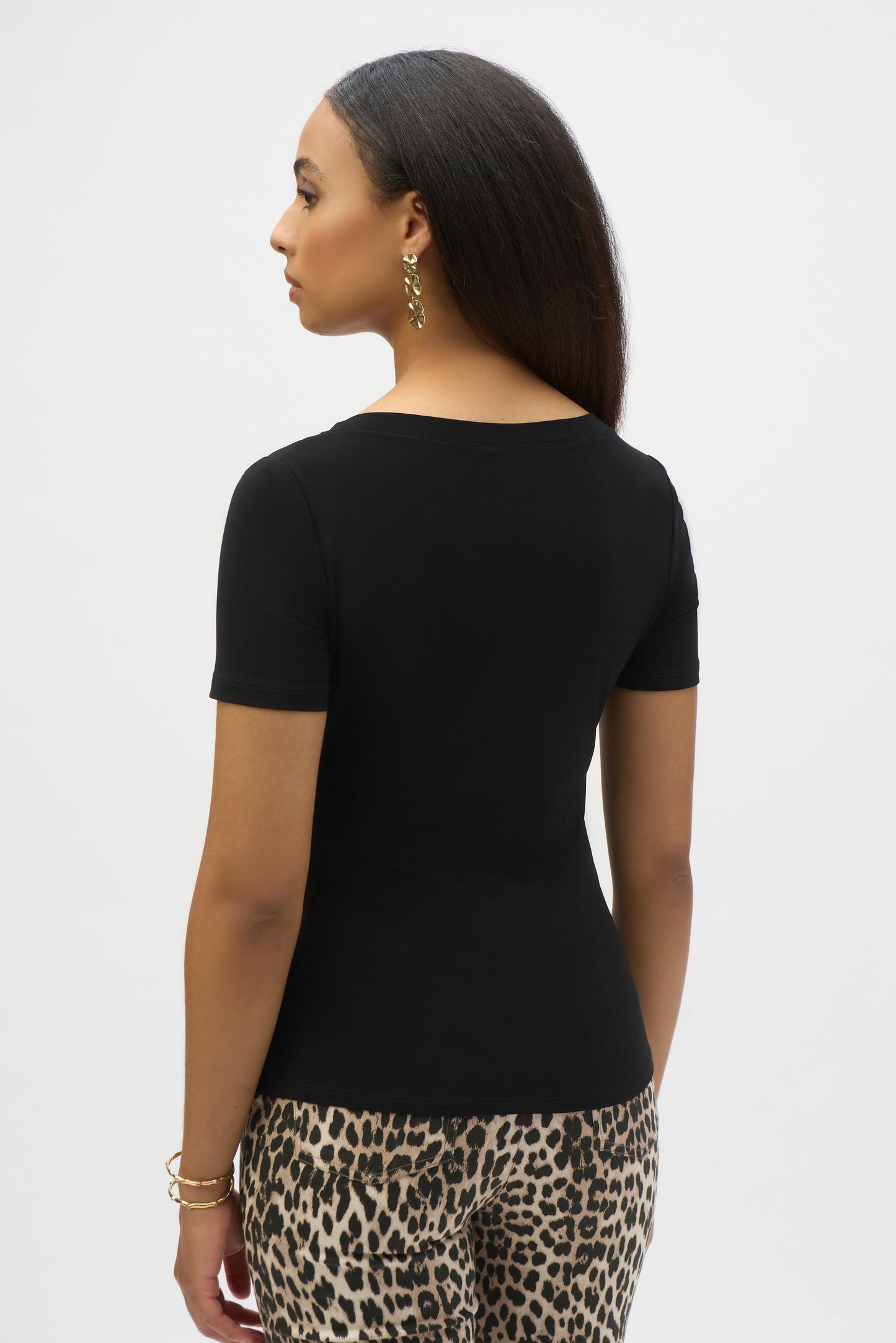 Silky Knit Fitted Top With Buckle Detail 252230 - Joseph Ribkoff