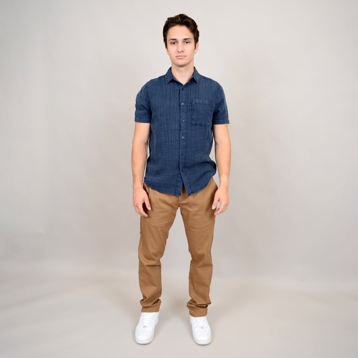 Gauze Short Sleeve Shirt Navy 56MW102S - HEDGE