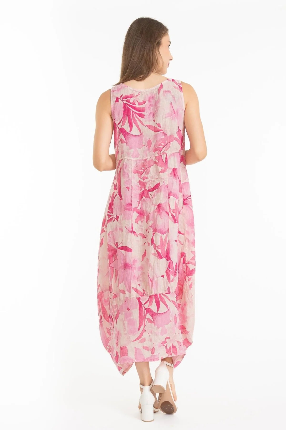 French Linen Dress TP1613-90 Rosa - Linen Luv