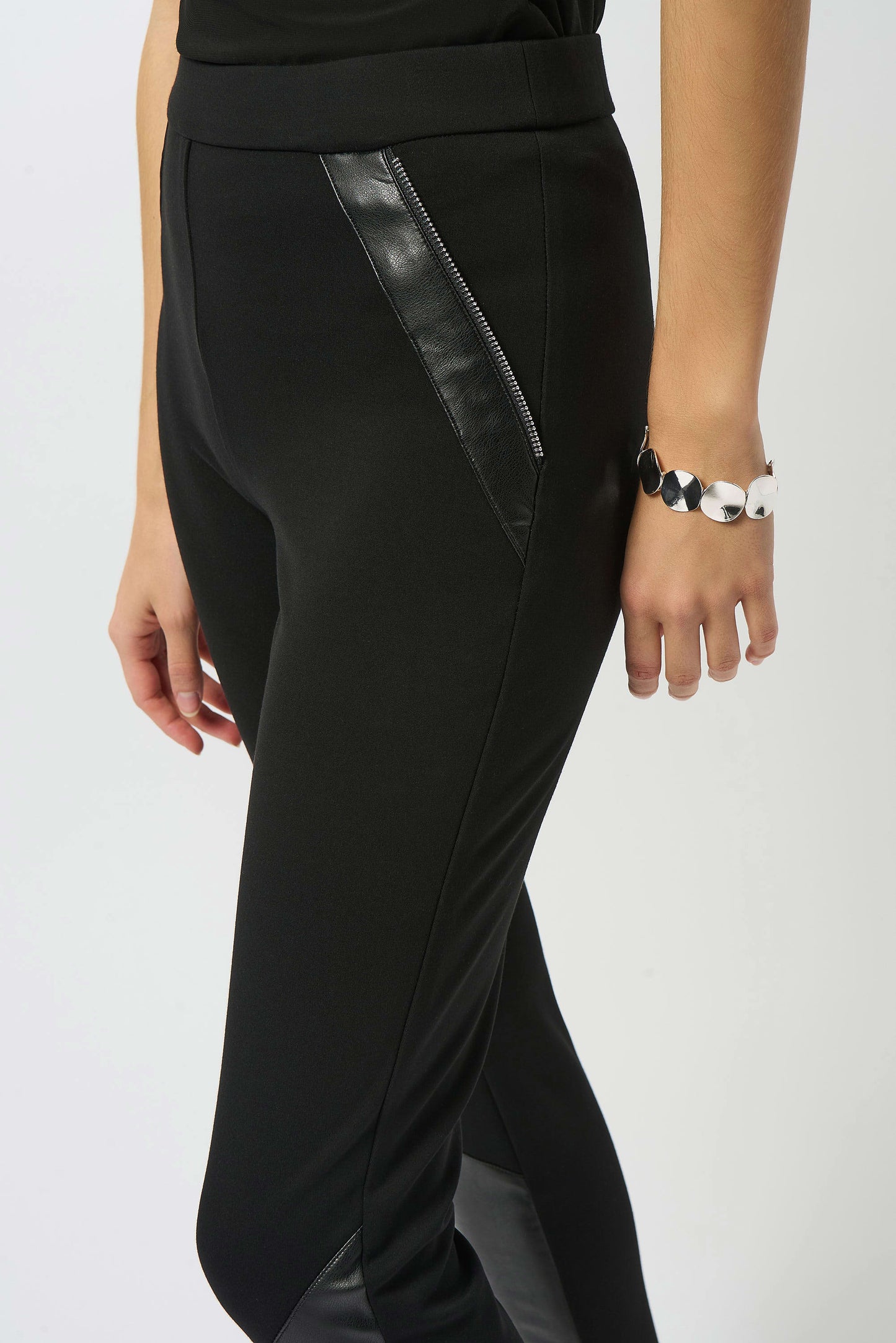Heavy Knit and Leatherette Pull-On Legging 253078 - Joseph Ribkoff