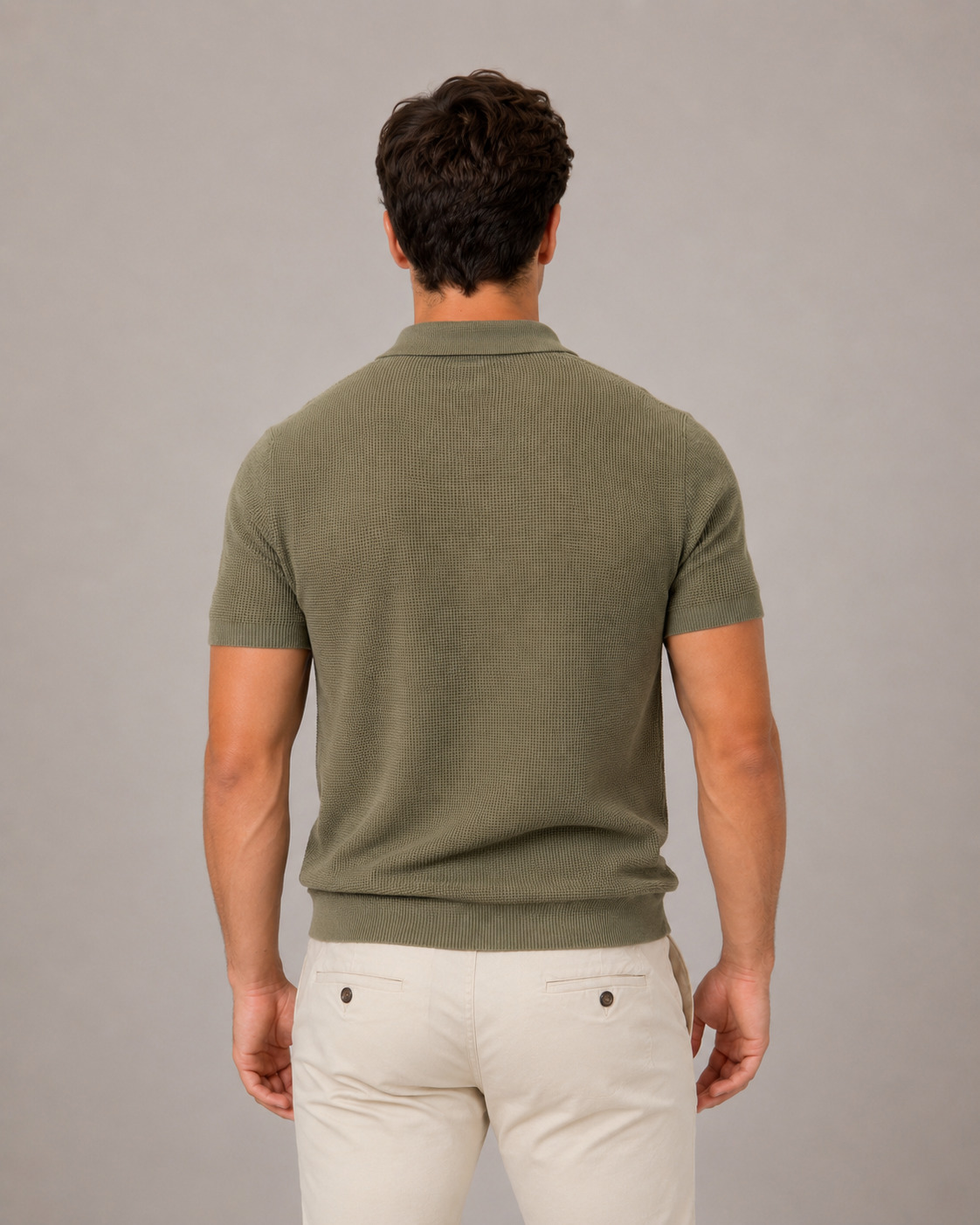 Knit Polo Light Olive 56MS372S - HEDGE