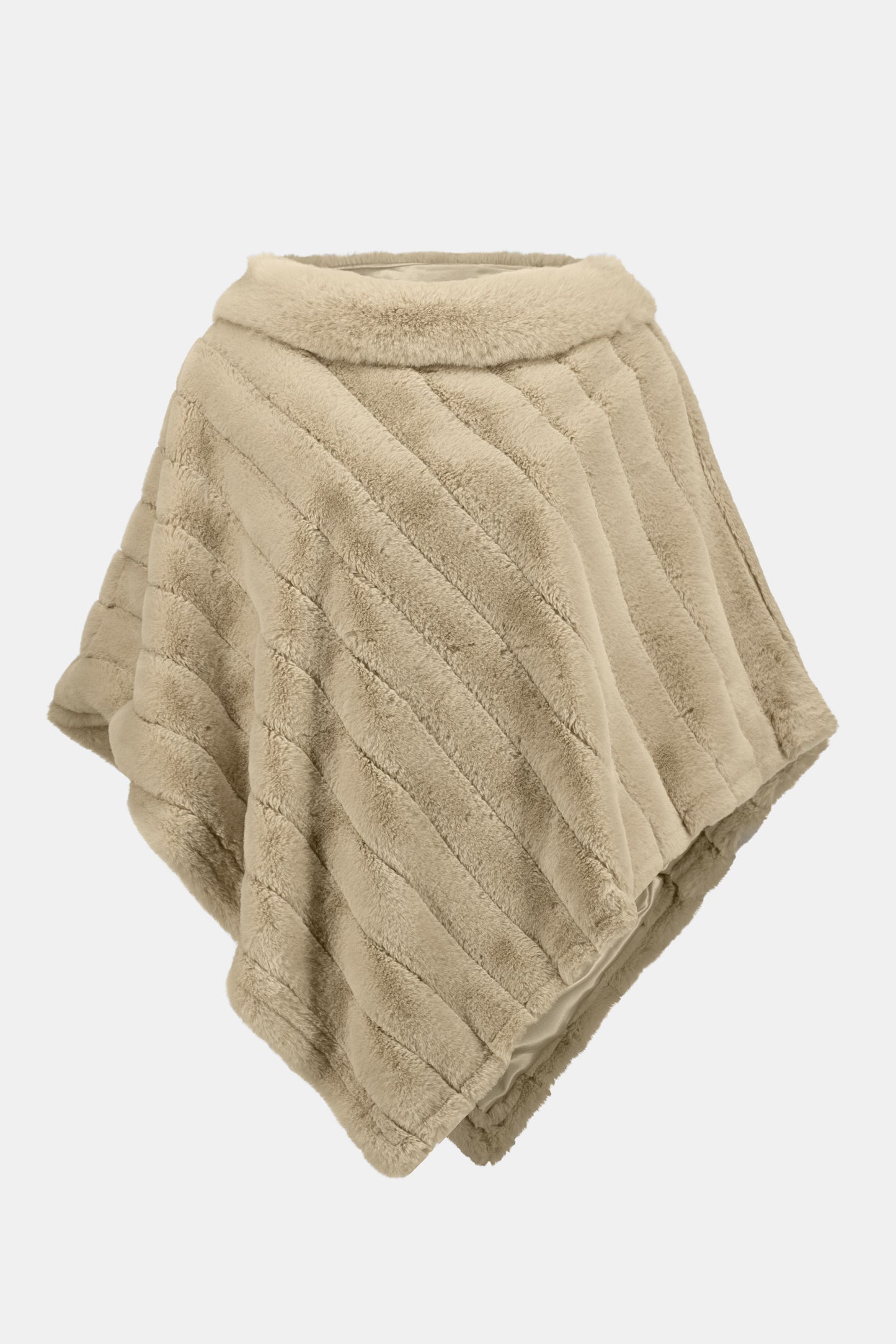 Faux Fur Textured Stripe Poncho 253932 - Joseph Ribkoff