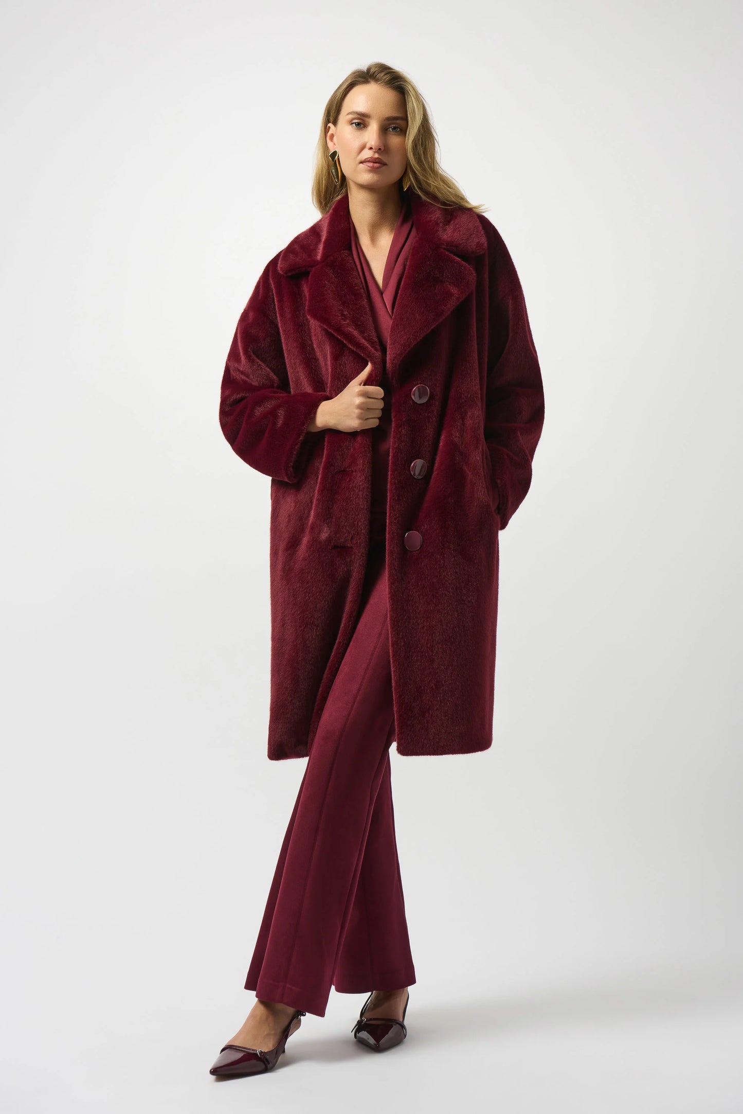 Faux Fur Straight Coat 243902F25