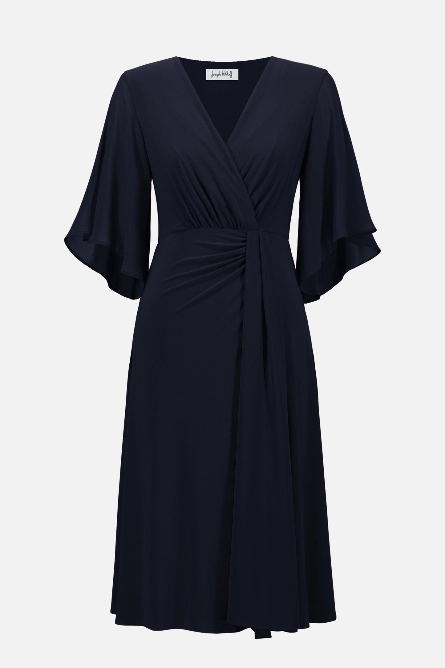 Signature | Silky Knit Fit and Flare Dress With Chiffon Draped Sash 261710 - Joseph Ribkoff