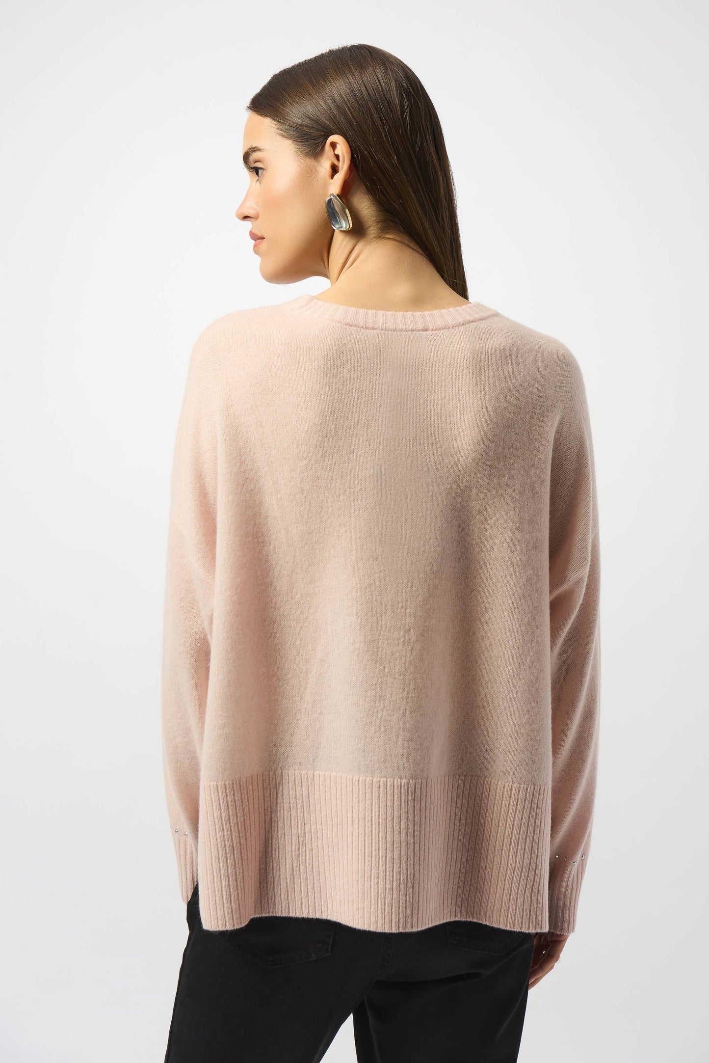 Cashmere Crew Neck Top with Stud Detailing 253980 - Joseph Ribkoff