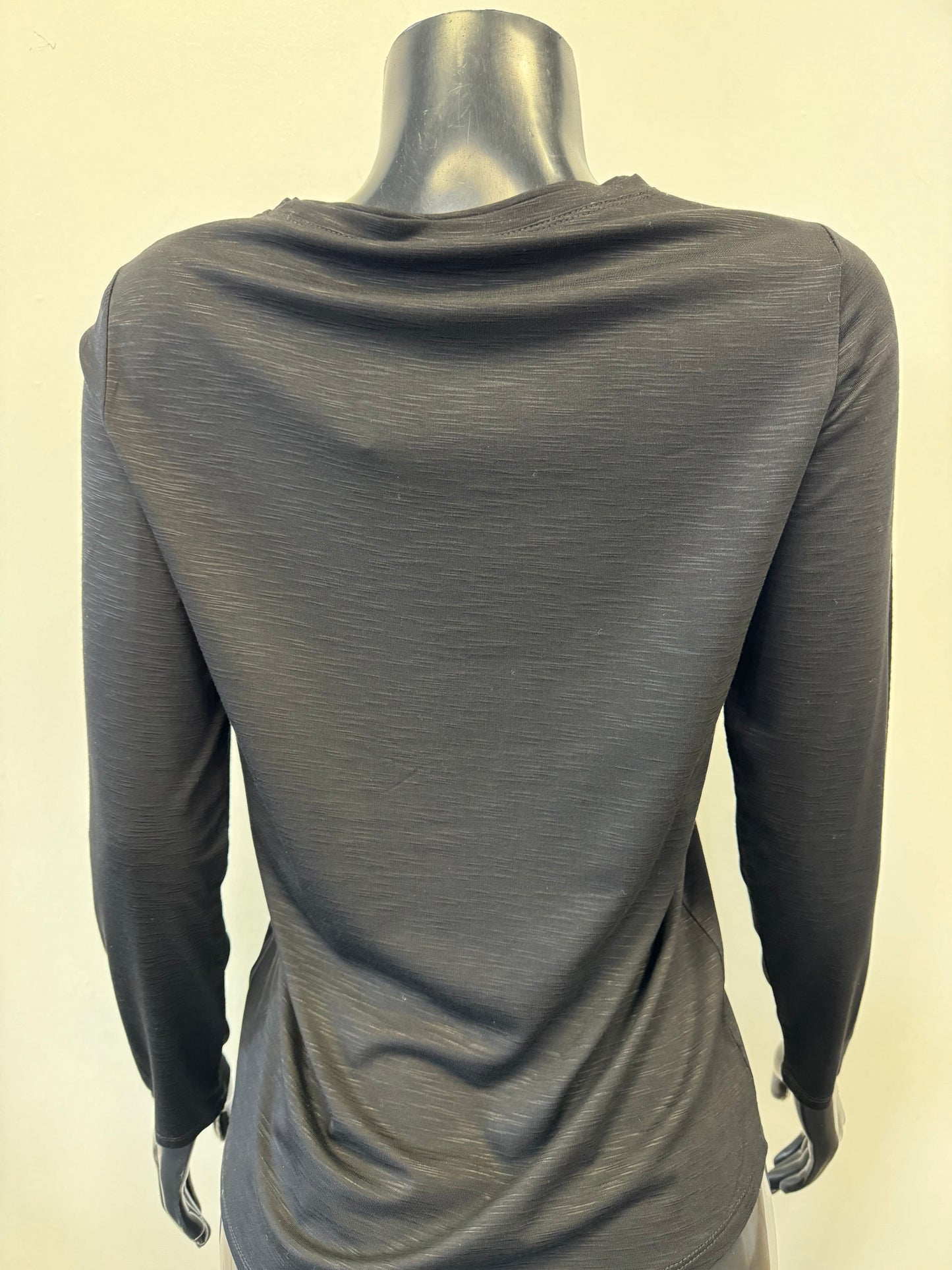Marble L/S Crewneck Top w/Ruche Cuff & Button Detail
