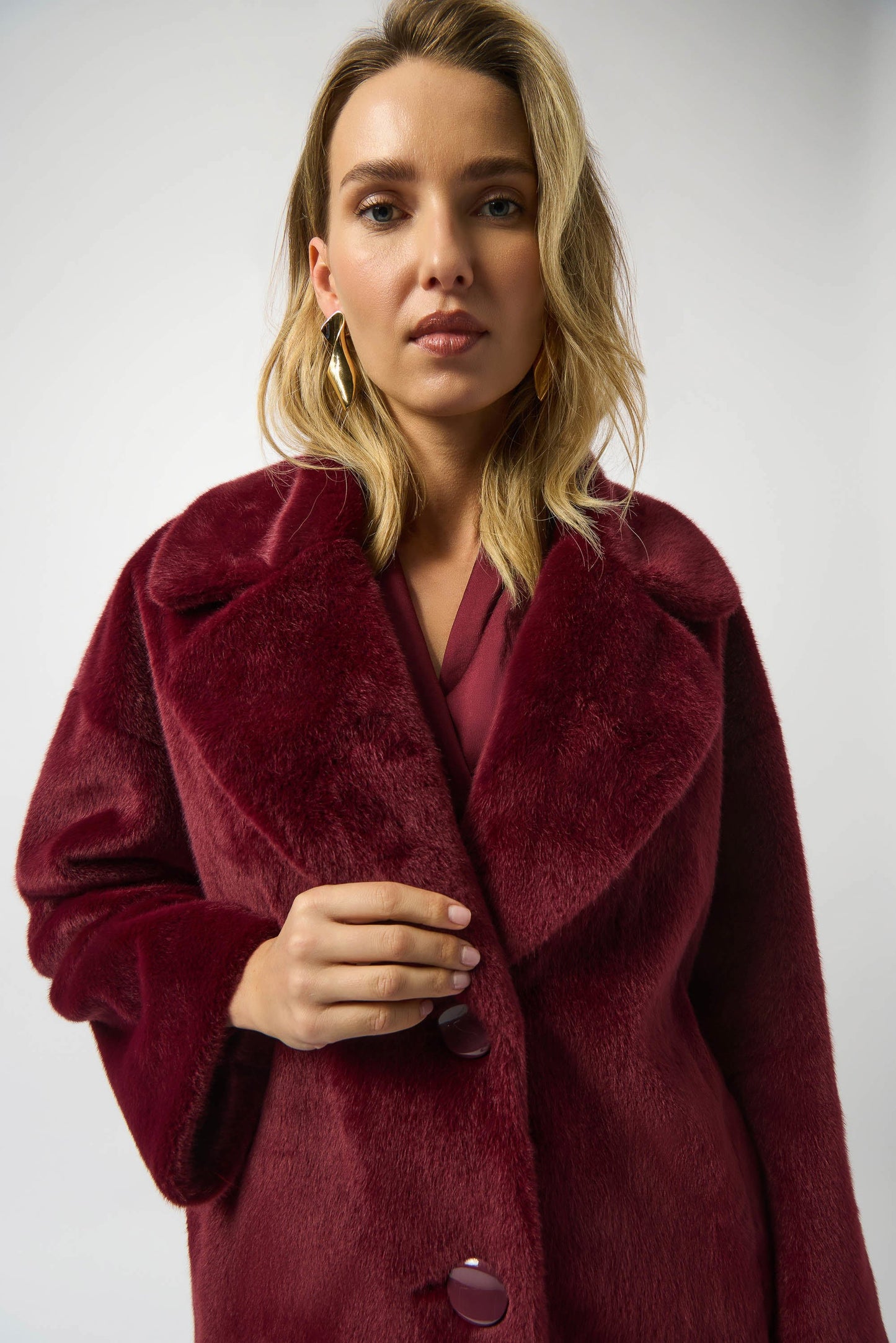 Faux Fur Straight Coat 243902F25