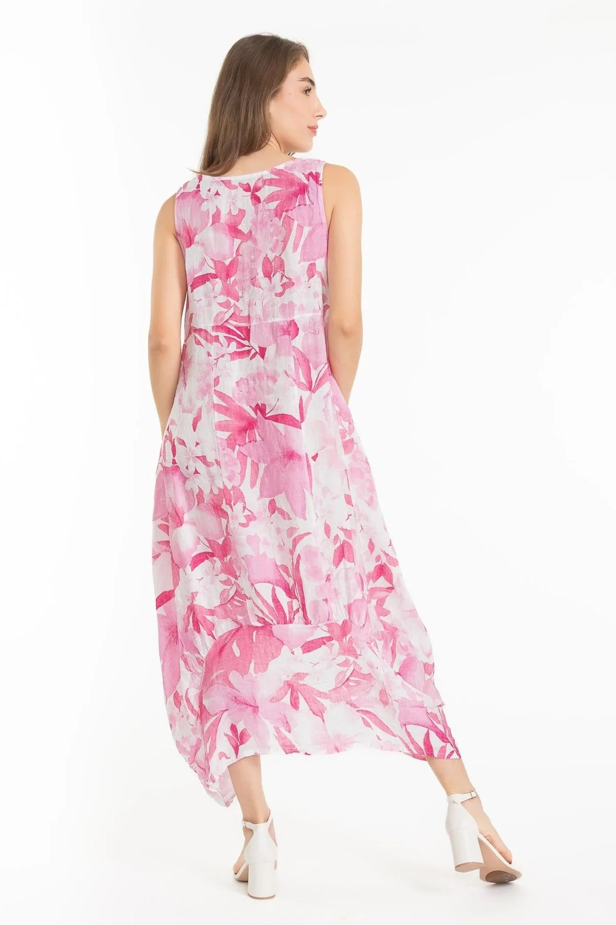 French Linen Dress TP1613-90 Rosa - Linen Luv
