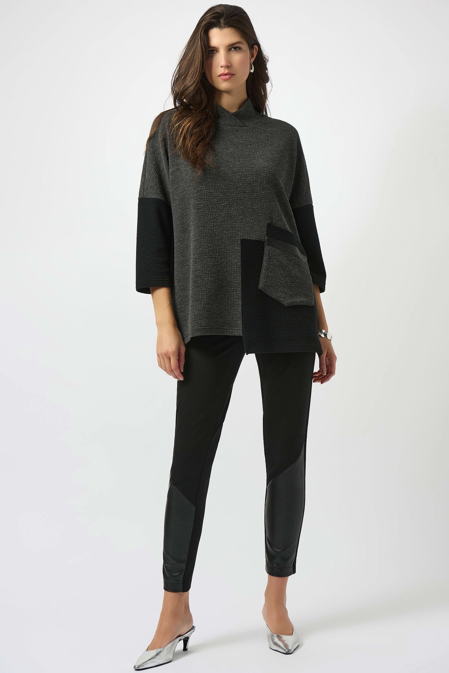 Heavy Knit and Leatherette Pull-On Legging 253078 - Joseph Ribkoff