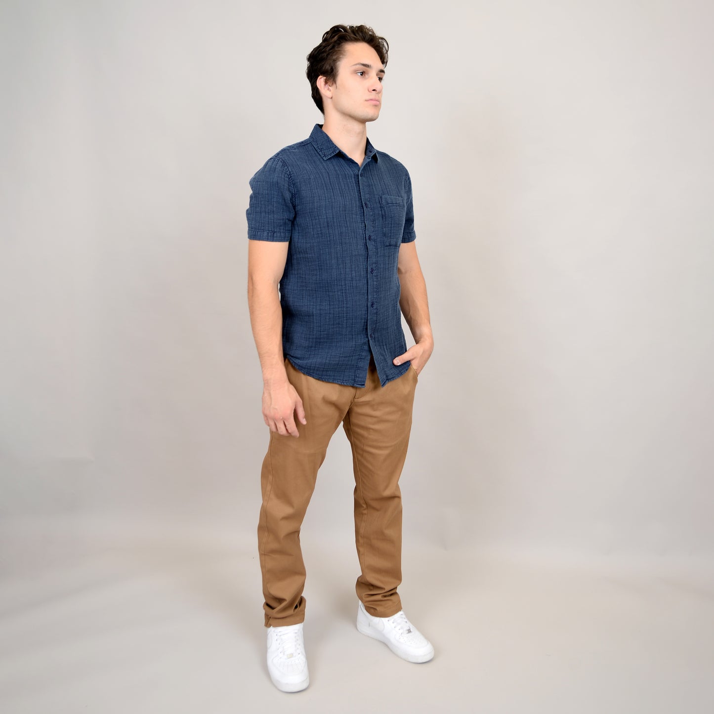 Gauze Short Sleeve Shirt Navy 56MW102S - HEDGE