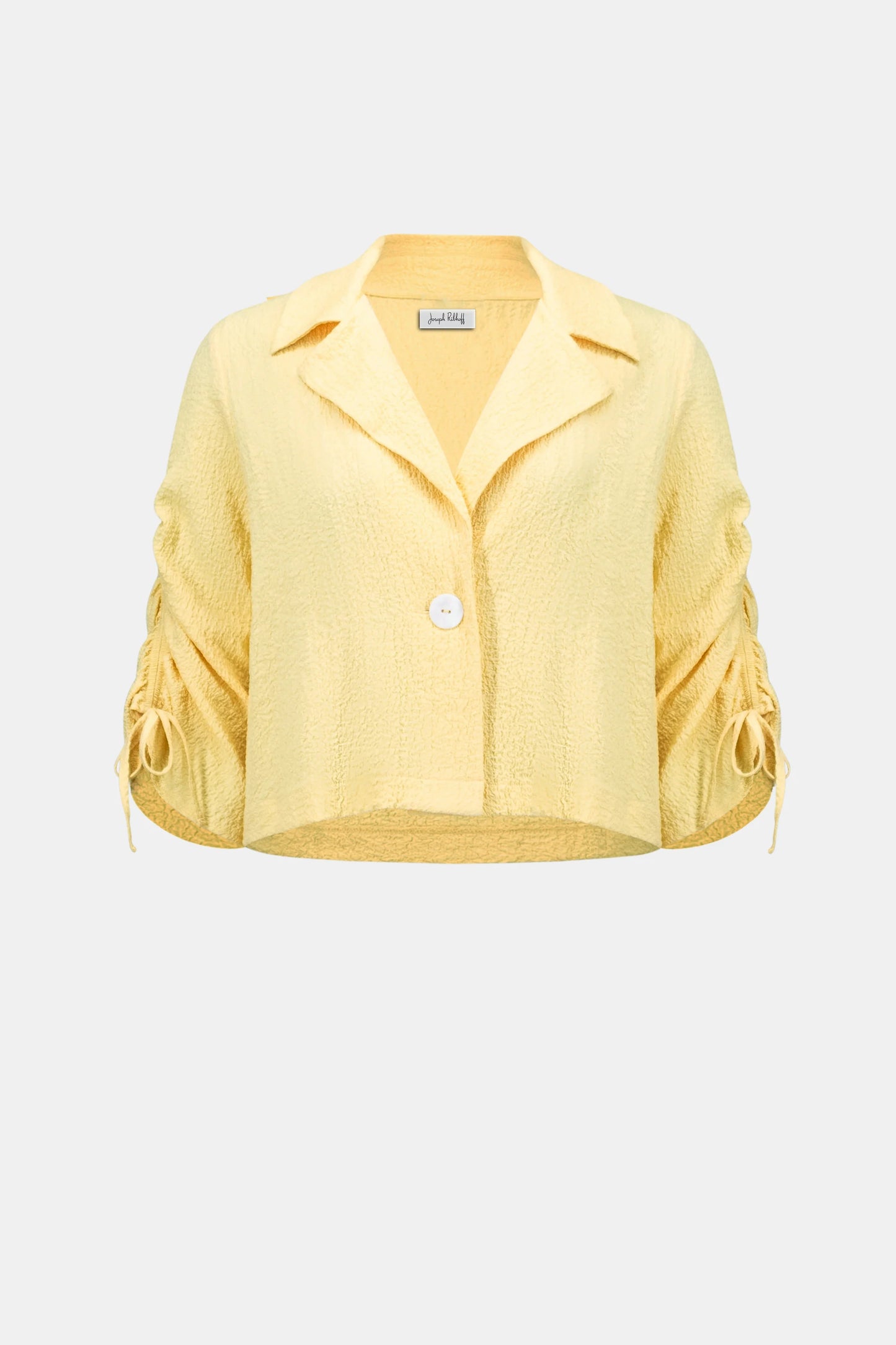 Woven Seersucker Boxy Blazer With Shirred Sleeves 262143 - Joseph Ribkoff