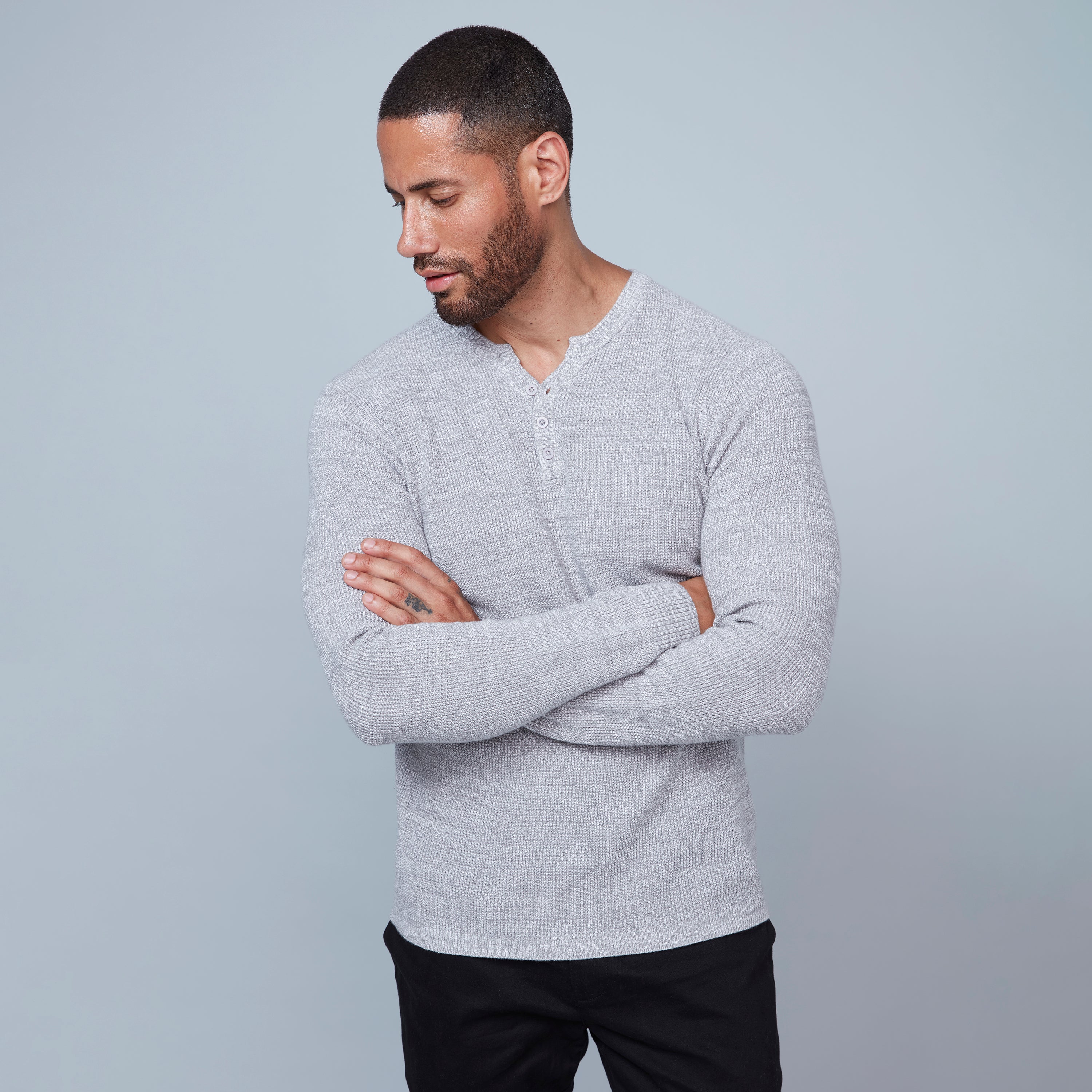 Cotton henley fashion sweater