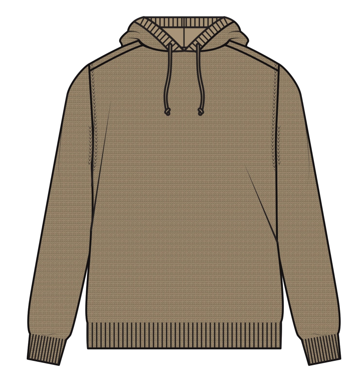 Digital illustration of the HEDGE CREW SWEATER-BLACK—a relaxed-fit sweater featuring clean stitch details, ribbed cuffs and hem, and simple style from the brand HEDGE.