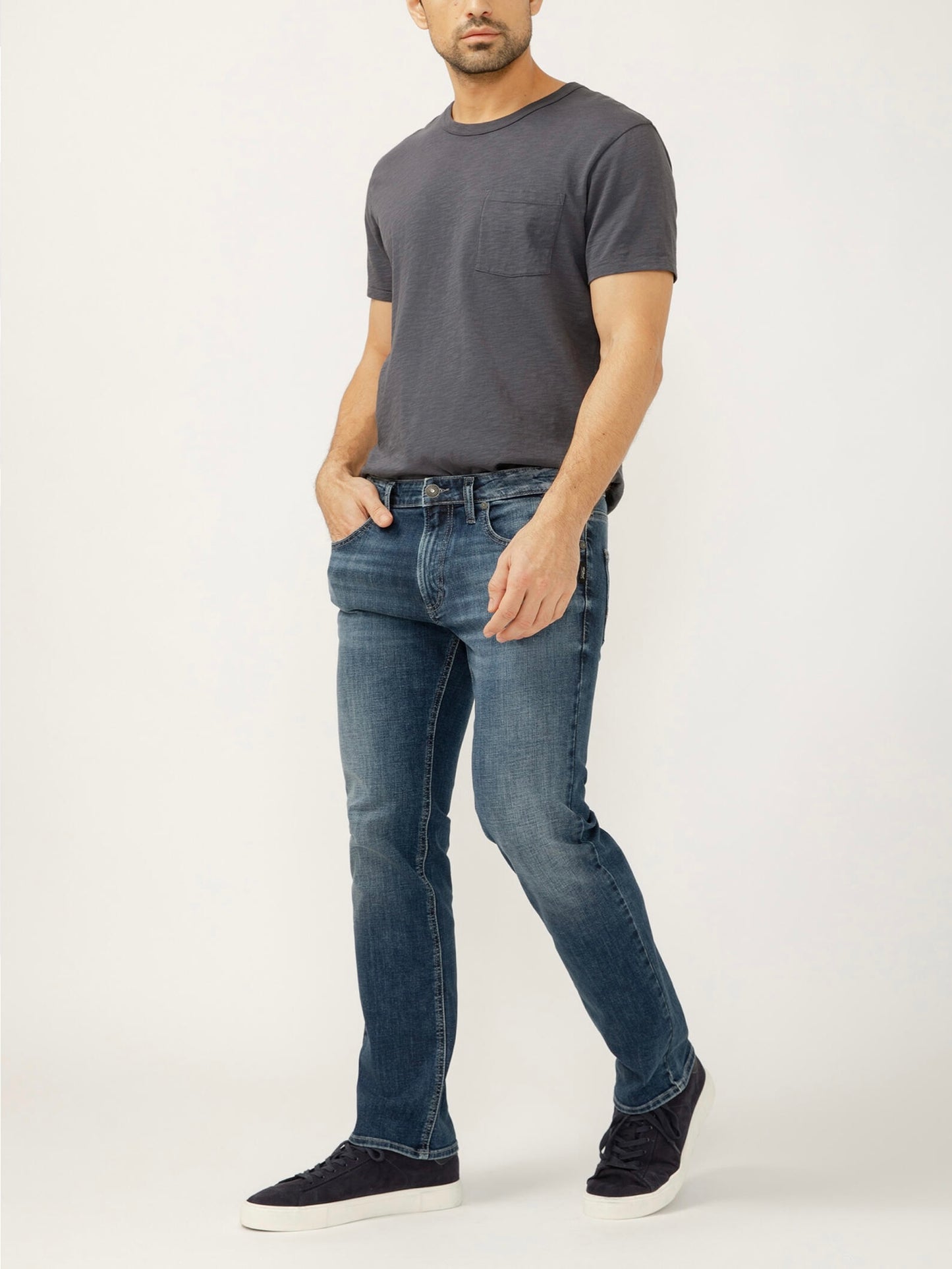 Allan Slim Fit Slim Straight Leg Jeans M12401SDK361 - Silver Jeans Co.
