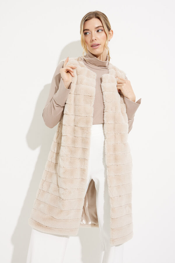 Faux Fur Longline Vest Style 233924-Joseph Ribkoff