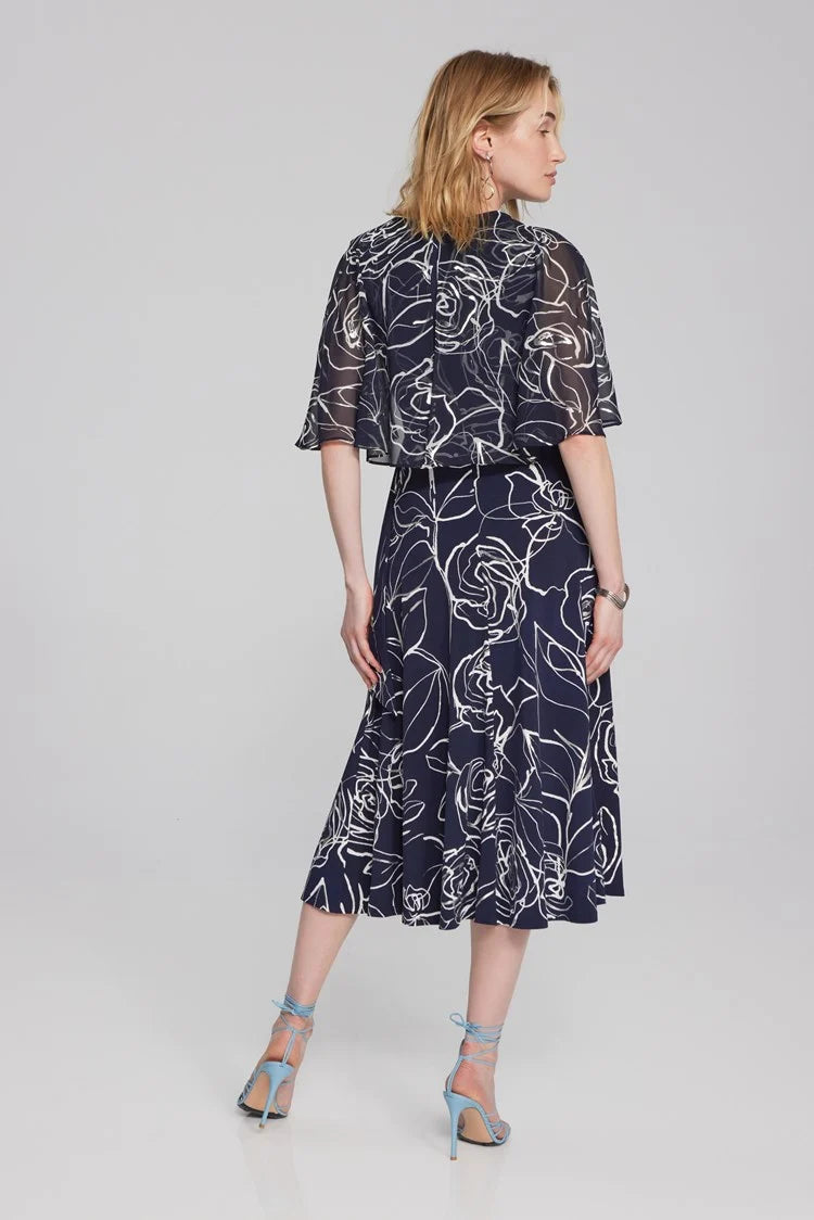 Floral Print Silky Knit and Chiffon Dress 241764 Plus size Joseph Ribkoff
