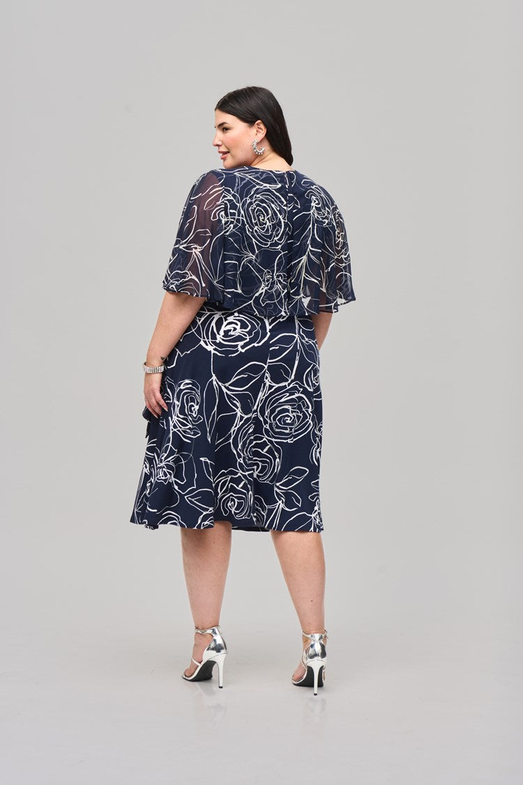 Floral Print Silky Knit and Chiffon Dress 241764 Plus size Joseph Ribkoff