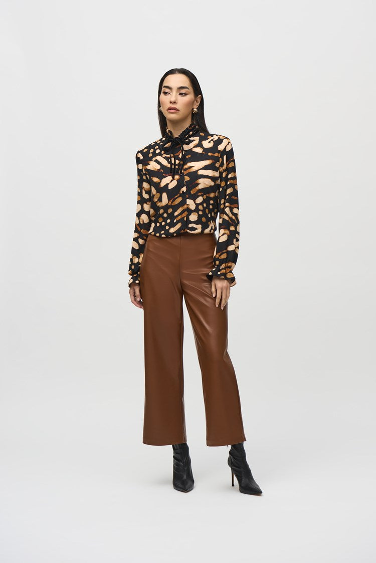 Leatherette Wide-Leg Pull-On Pants 244118