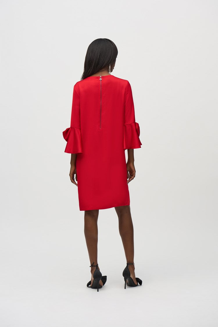 Satin Riffle Sleeve Straight Dress 244235 Joseph Ribkoff