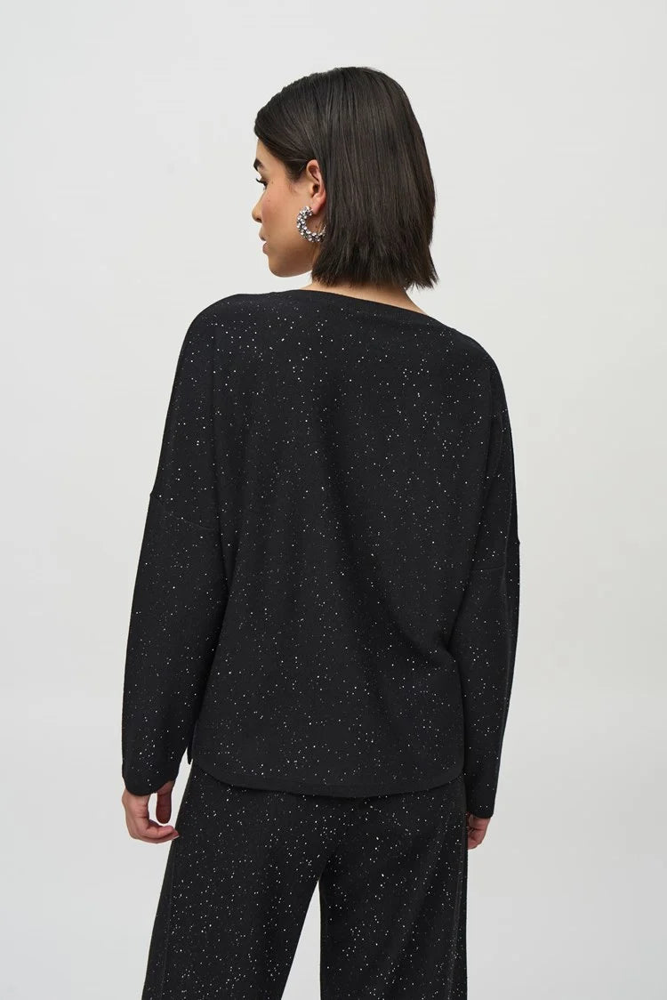 Sequined Sweater Knit Boxy Top-244921