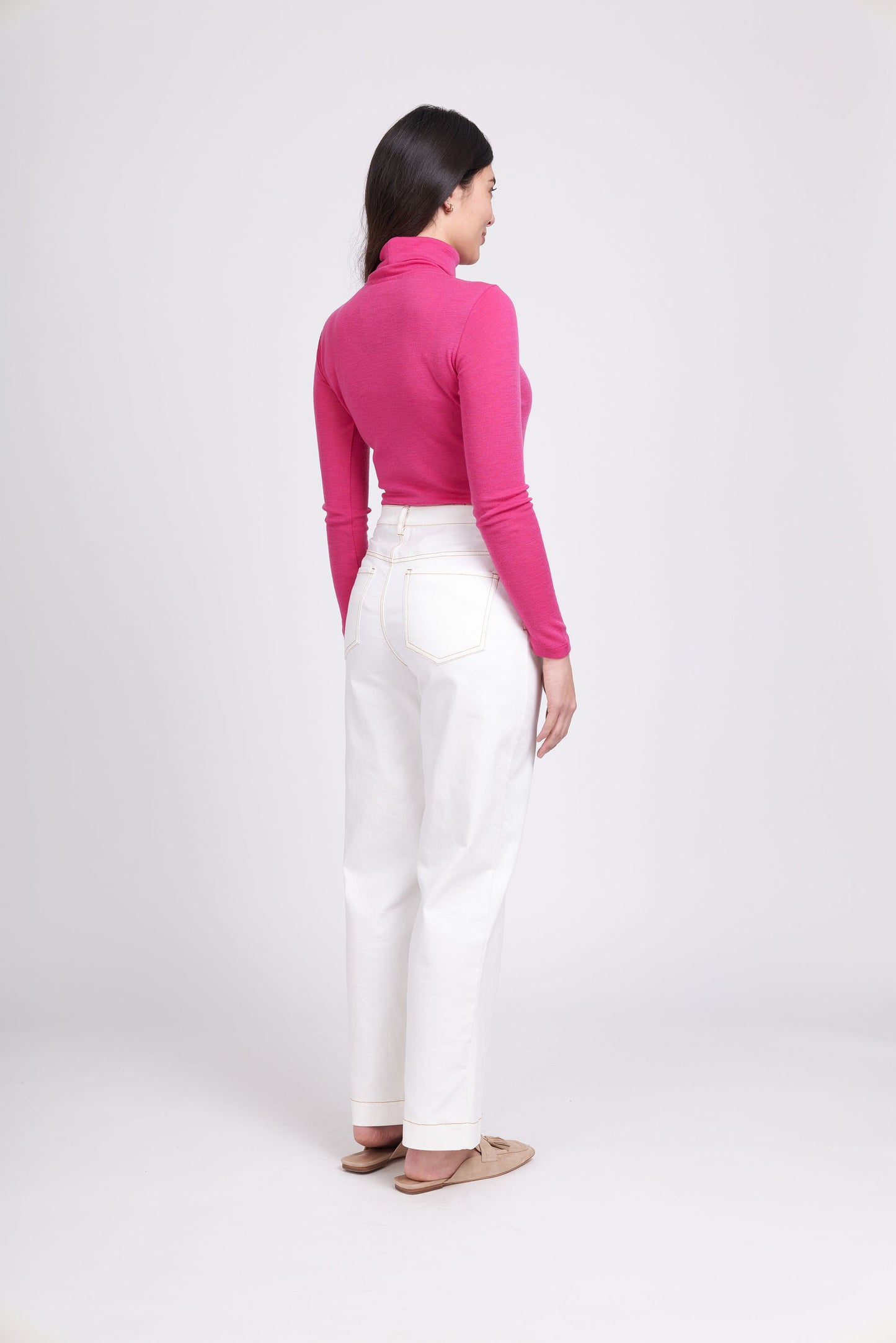 Fine Merino Polo Neck Top - FOIL