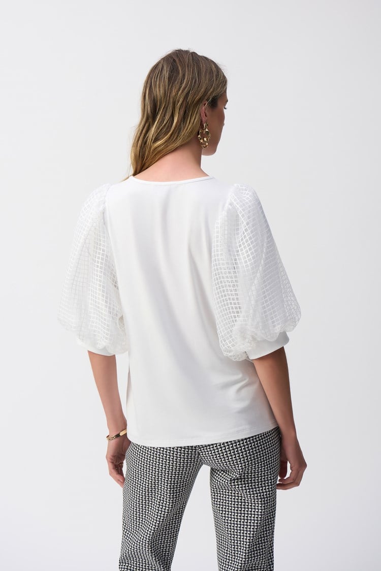 Jersey Straight Top With Novelty Sleeves 251097 - Joseph Ribkoff