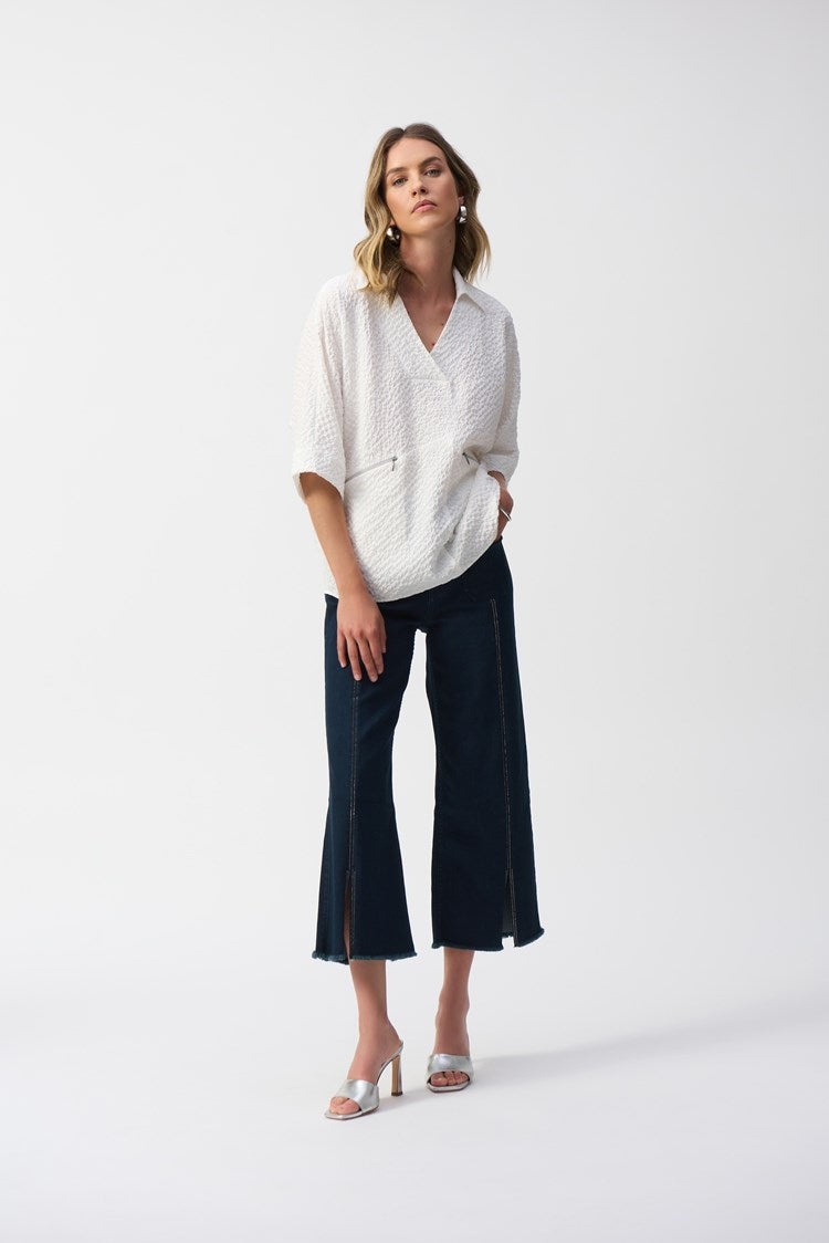 Seersucker Boxy High-Low Top 251165 - Joseph Ribkoff