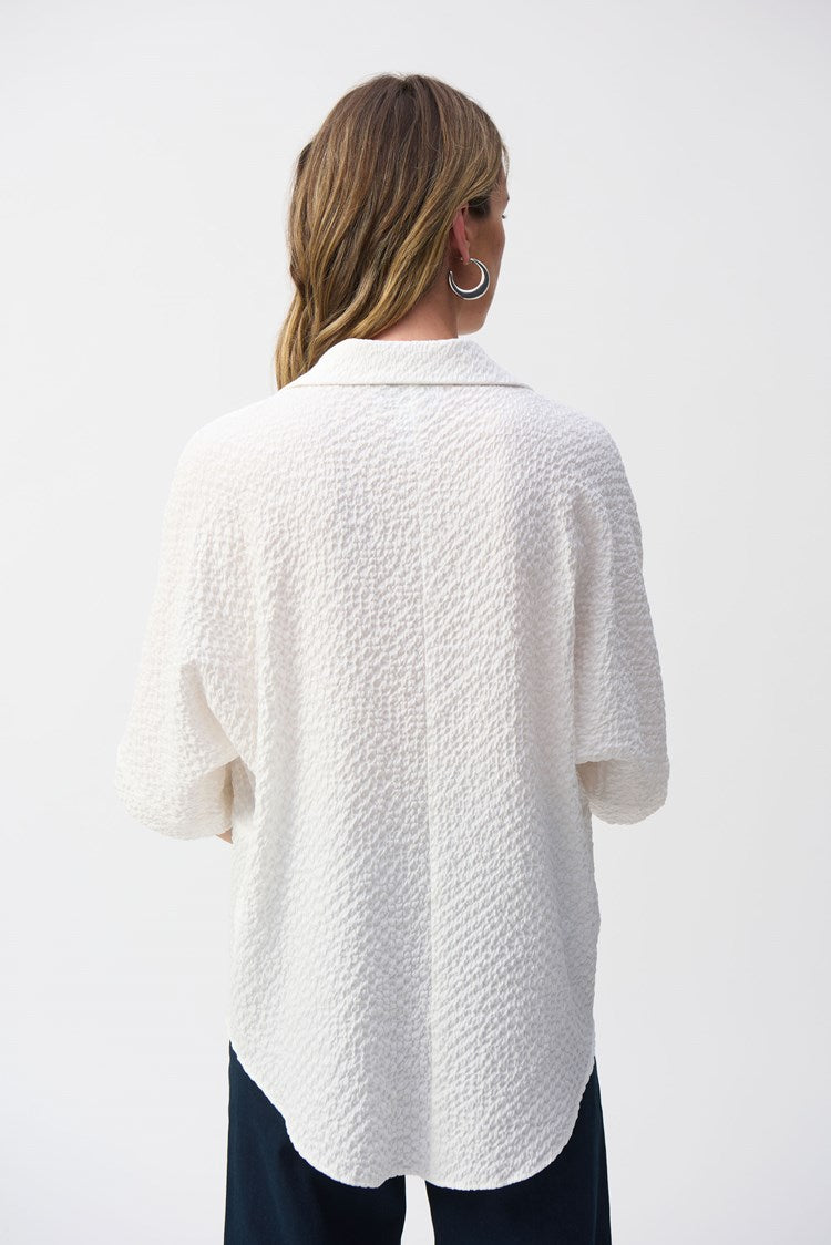 Seersucker Boxy High-Low Top 251165 - Joseph Ribkoff