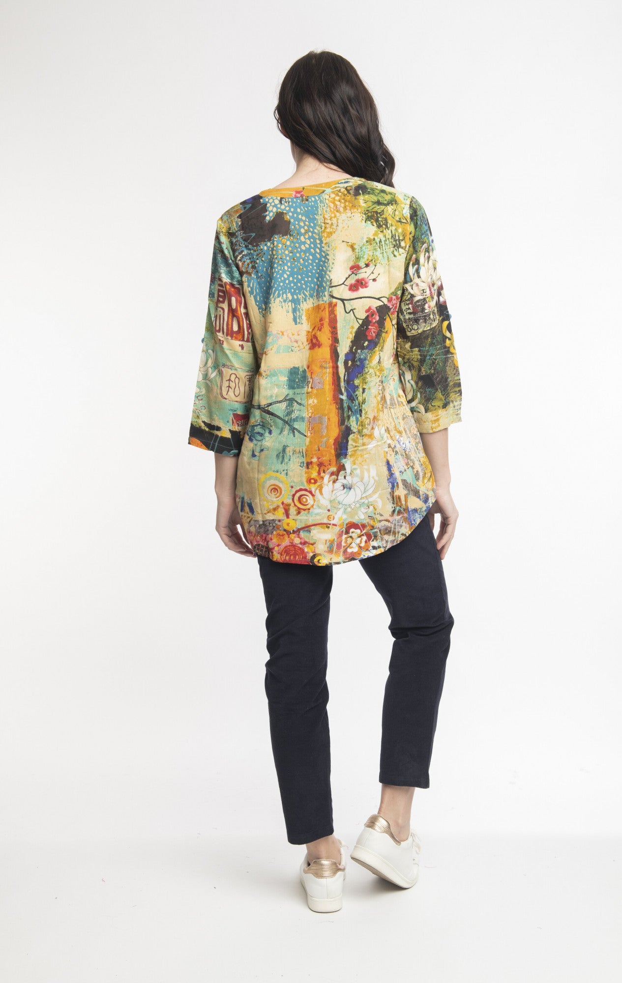 Figaro Pleated Button Through Tunic Style: 62648 - Orientique