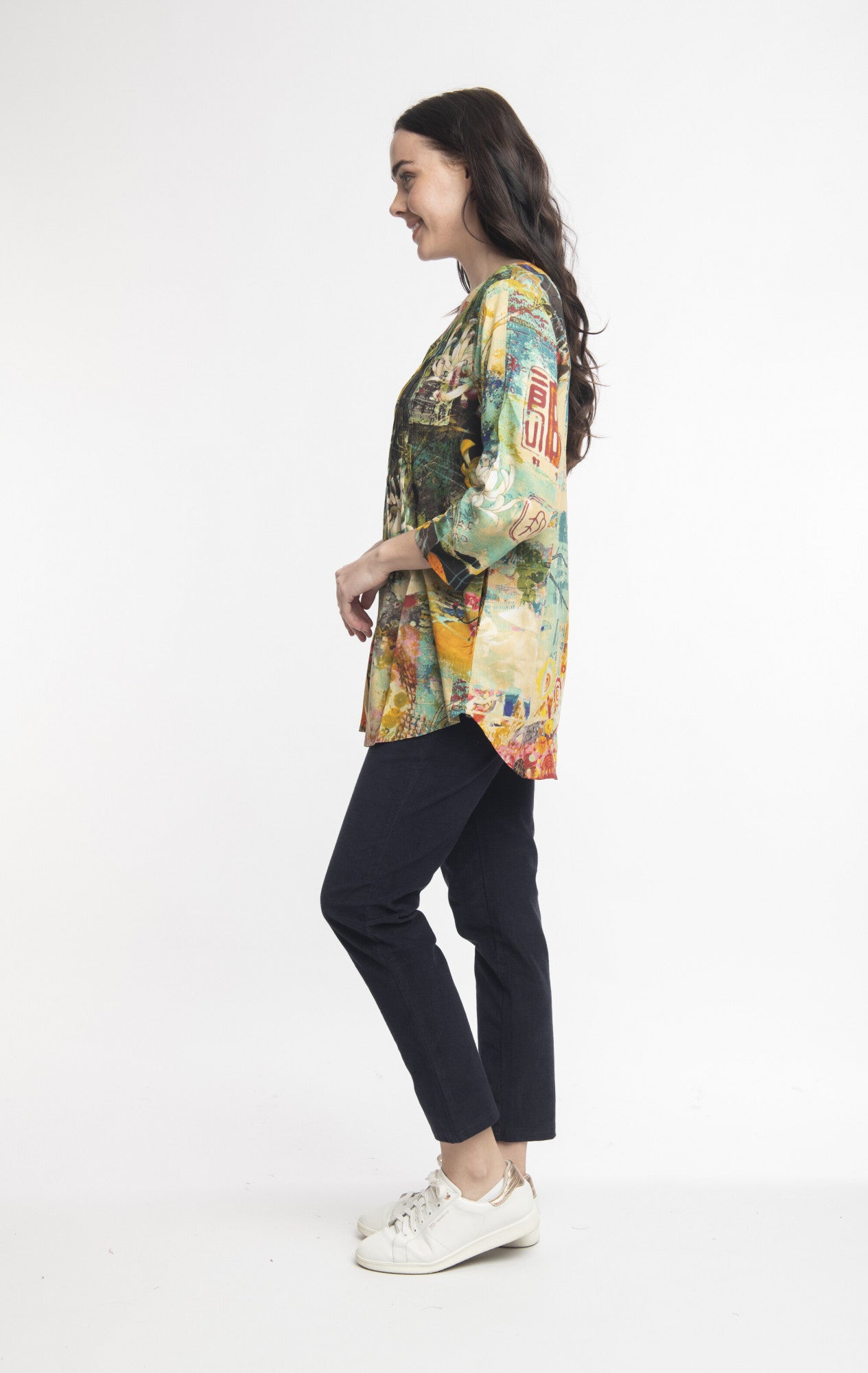Figaro Pleated Button Through Tunic Style: 62648 - Orientique