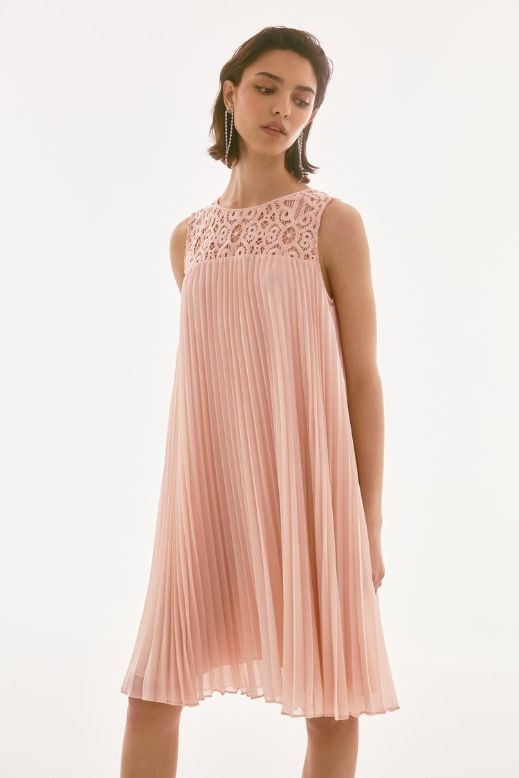 Signature | Chiffon and Lace Sleeveless Pleated Dress 251767 Joseph Ribkoff