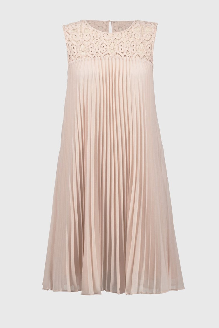 Signature | Chiffon and Lace Sleeveless Pleated Dress 251767 Joseph Ribkoff