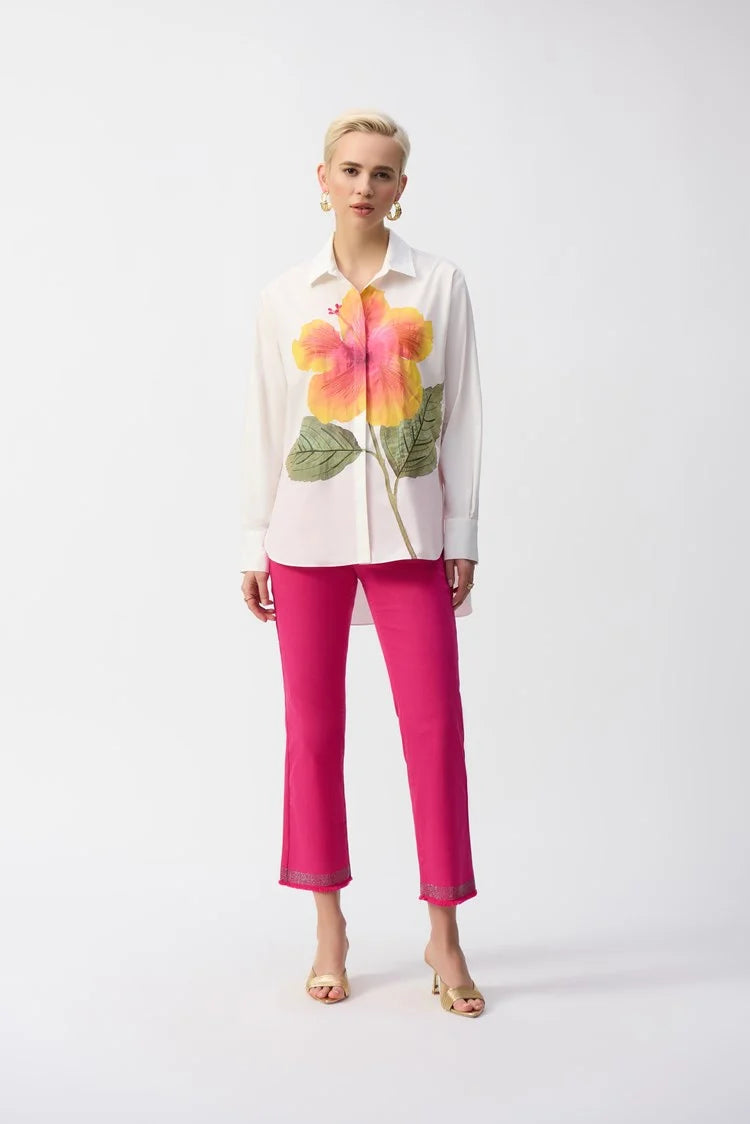 Embroidered Flower Cotton Shirt 251938 - Joseph Ribkoff