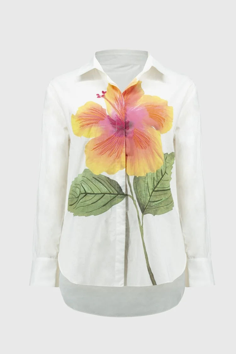 Embroidered Flower Cotton Shirt 251938 - Joseph Ribkoff