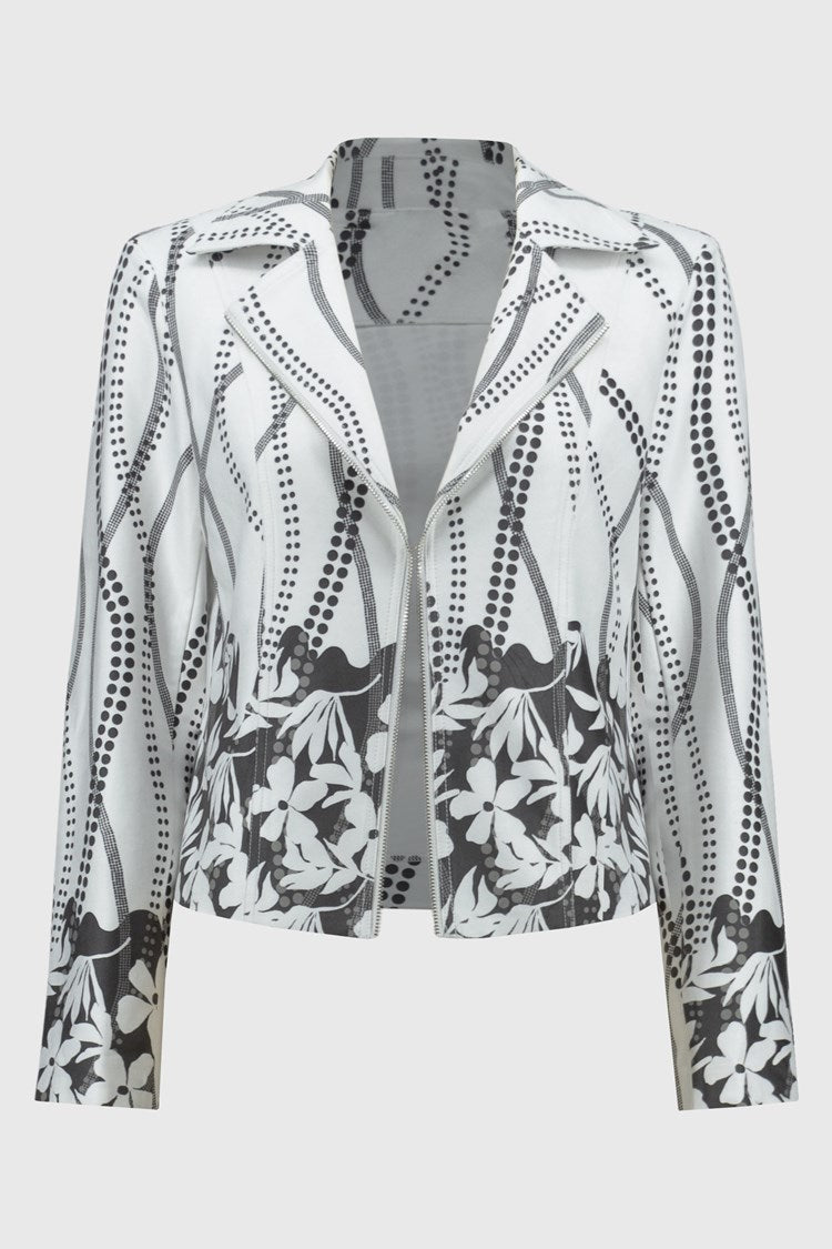 Faux Suede Floral Print Jacket 251910 - Joseph Ribkoff