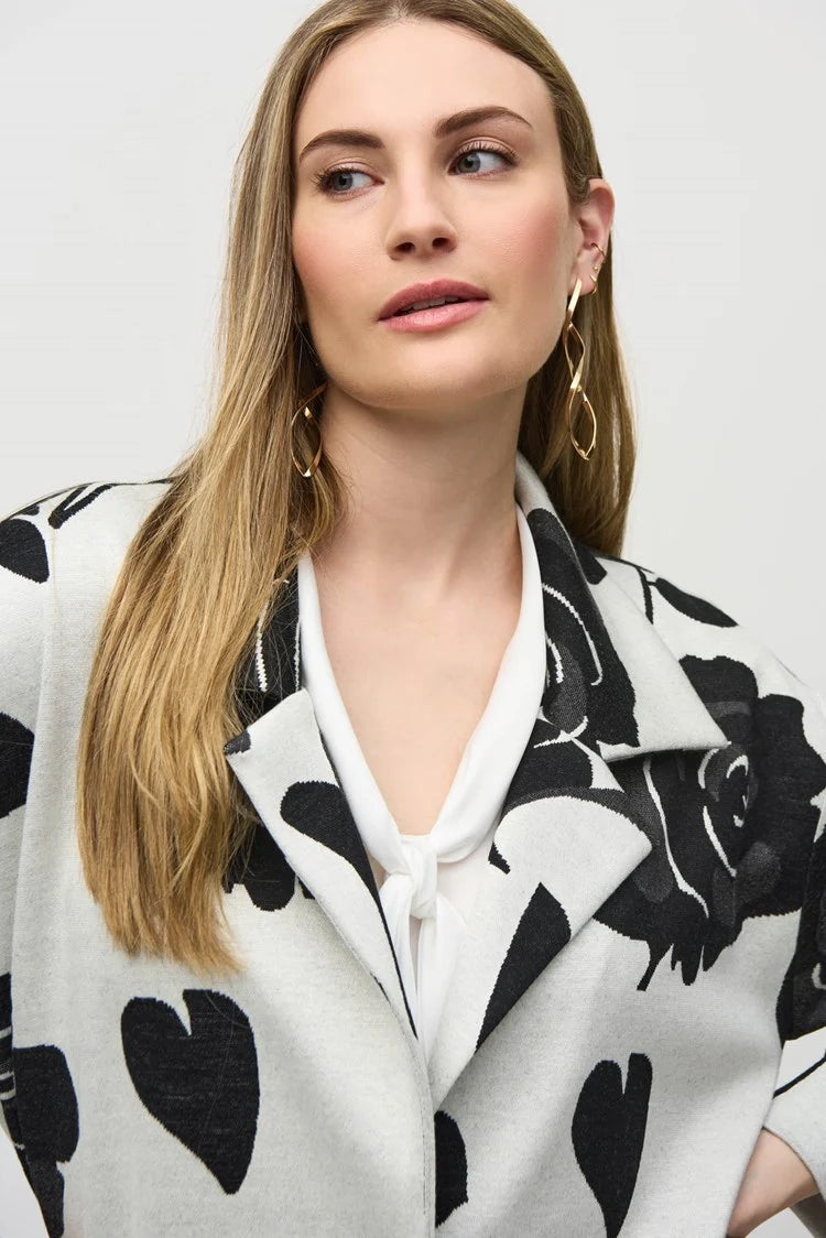 Jacquard Sweater Floral Straight Coat 244099 Joseph Ribkoff