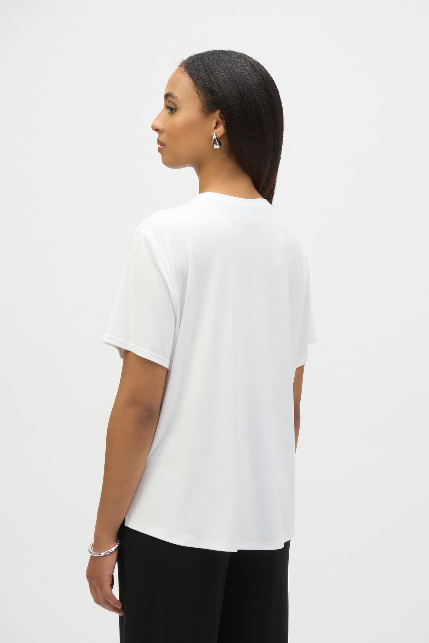 Jersey And Seersucker Asymmetrical Top 252117 - Joseph Ribkoff