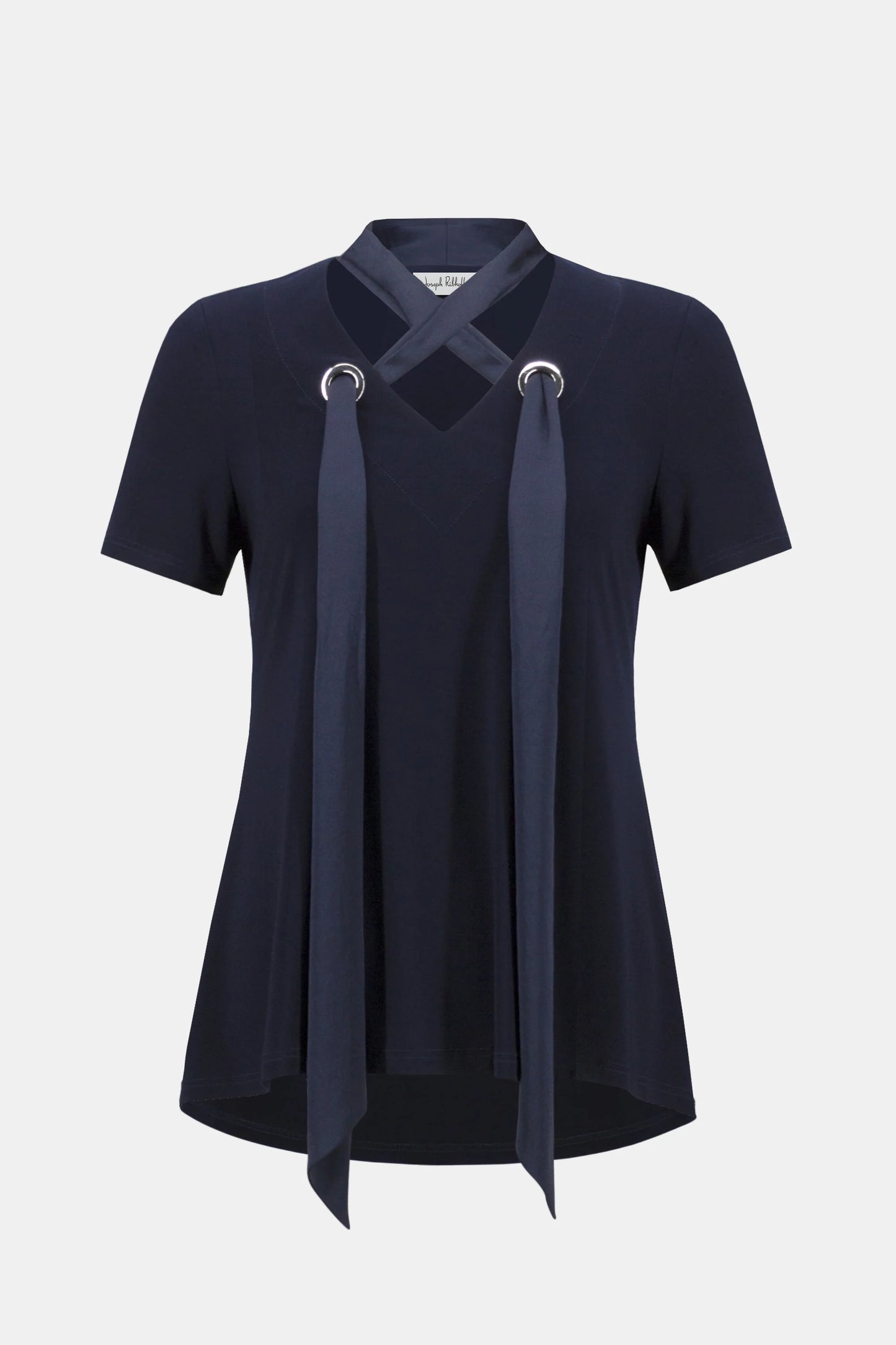 Silky Knit Straight Top With Satin Scarf 252100 - Joseph Ribkoff
