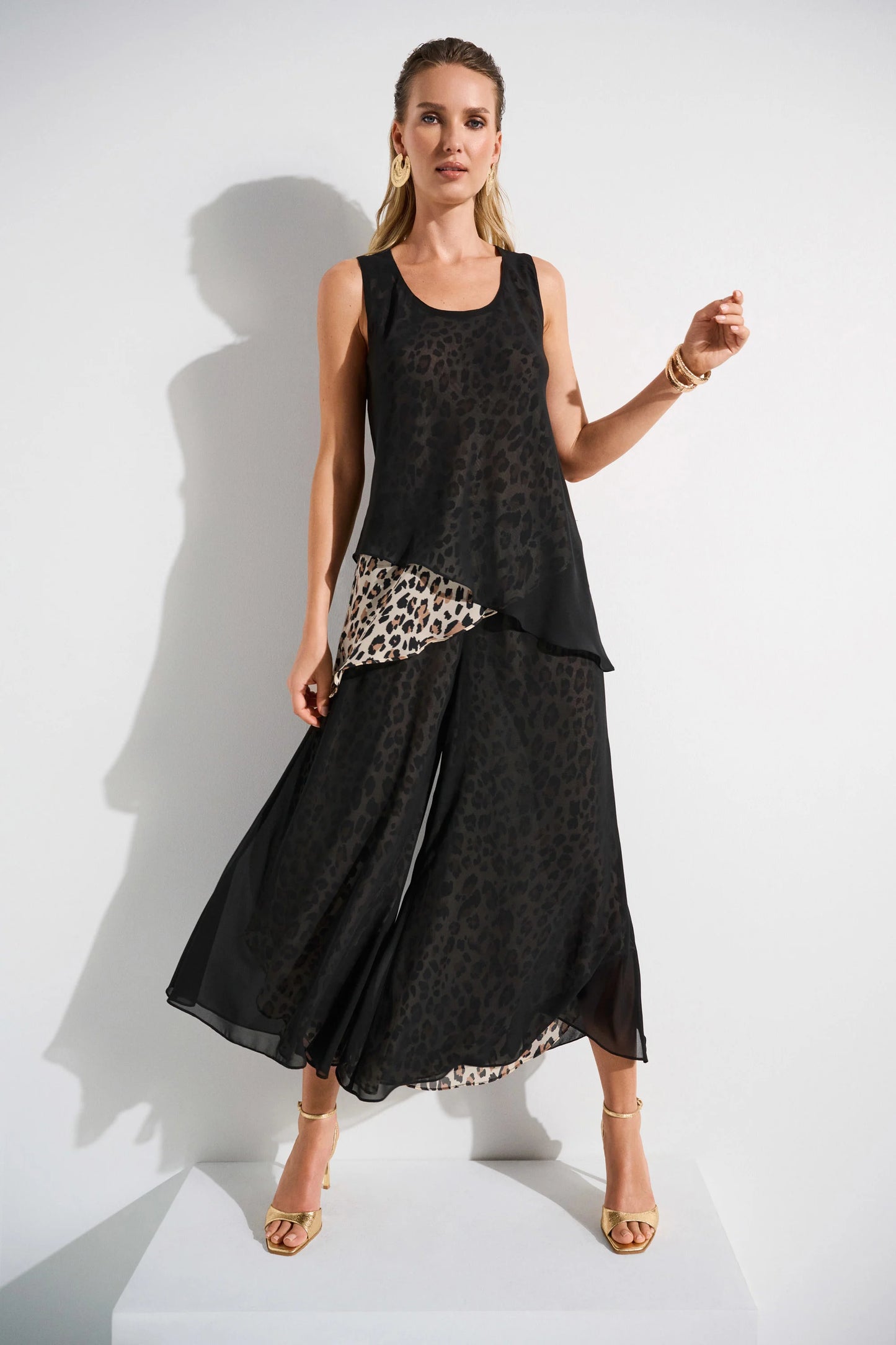 Chiffon Animal Print Reversible Culotte Pants 252156 - Joseph Ribkoff