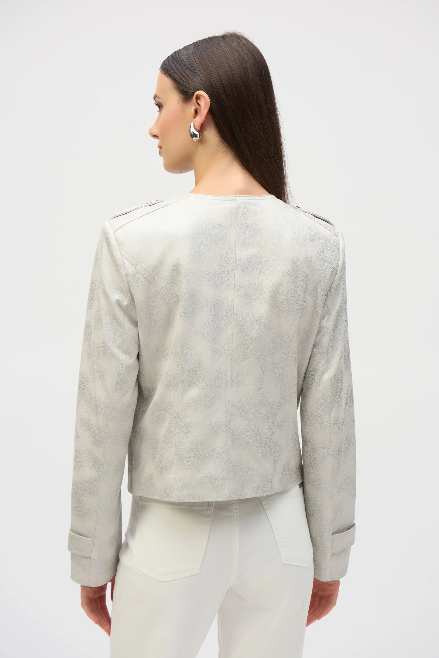 Foiled Faux Suede Boxy Jacket 252918 Joseph Ribkoff