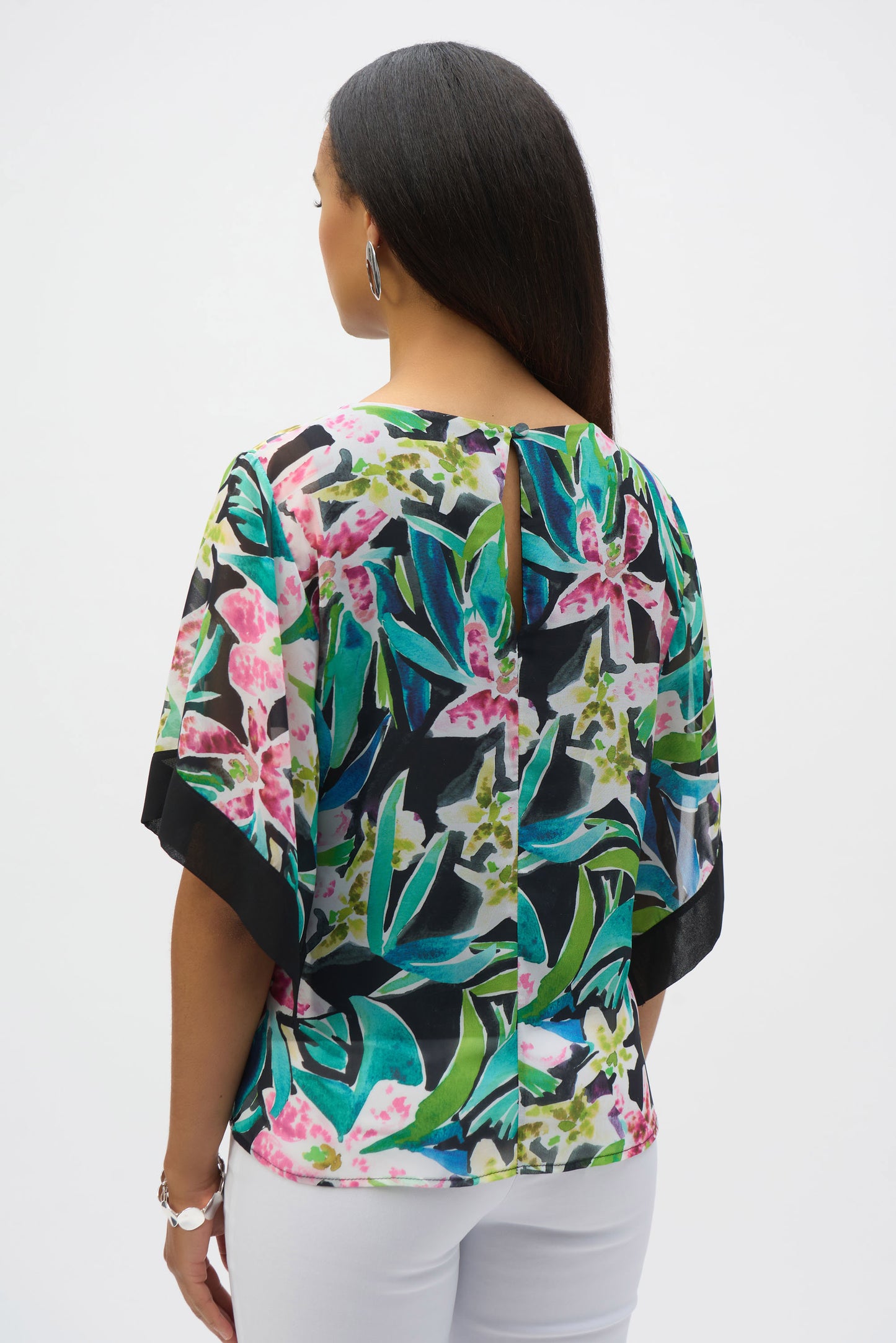 Chiffon Tropical Print Straight Top 252126