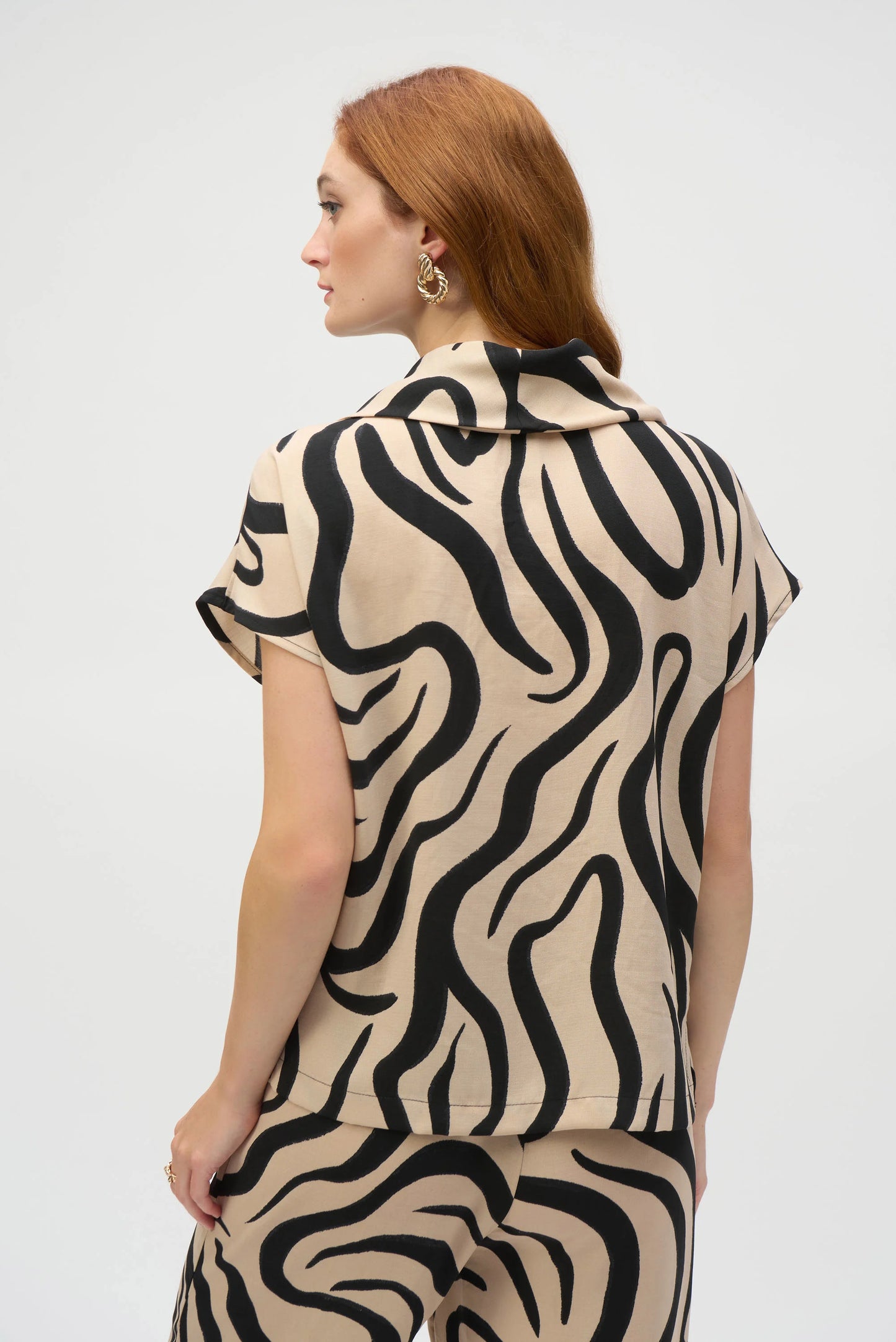 Gauze Abstract Print Cowl Neck Top 252212 - Joseph Ribkoff