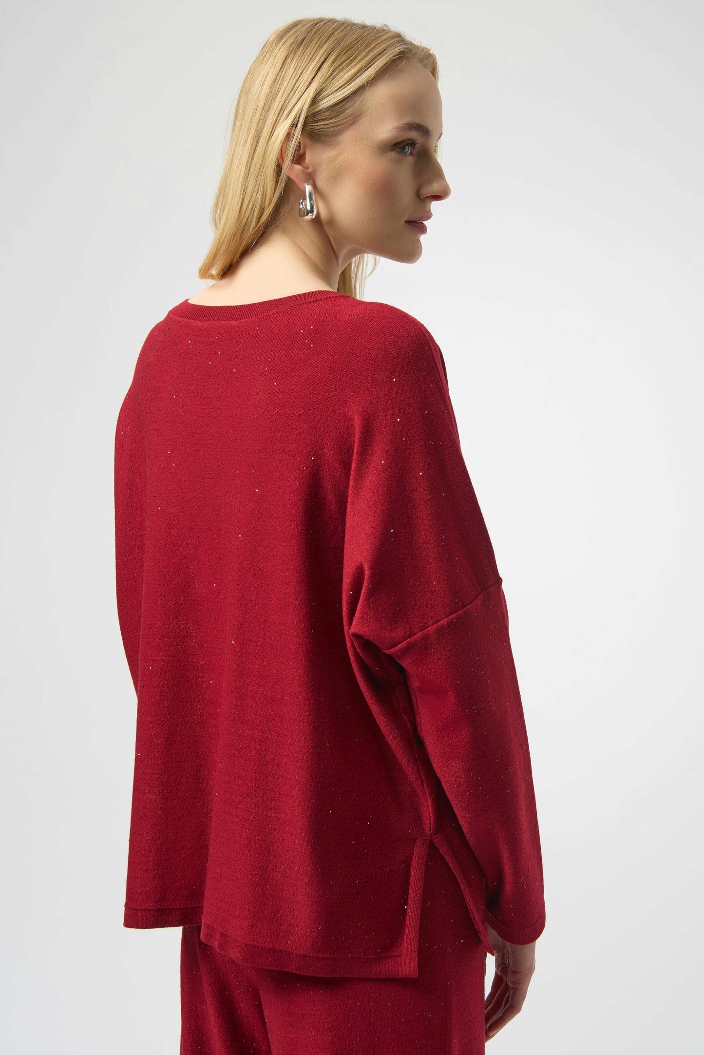 Sequined Sweater Knit Boxy Top 244921F25