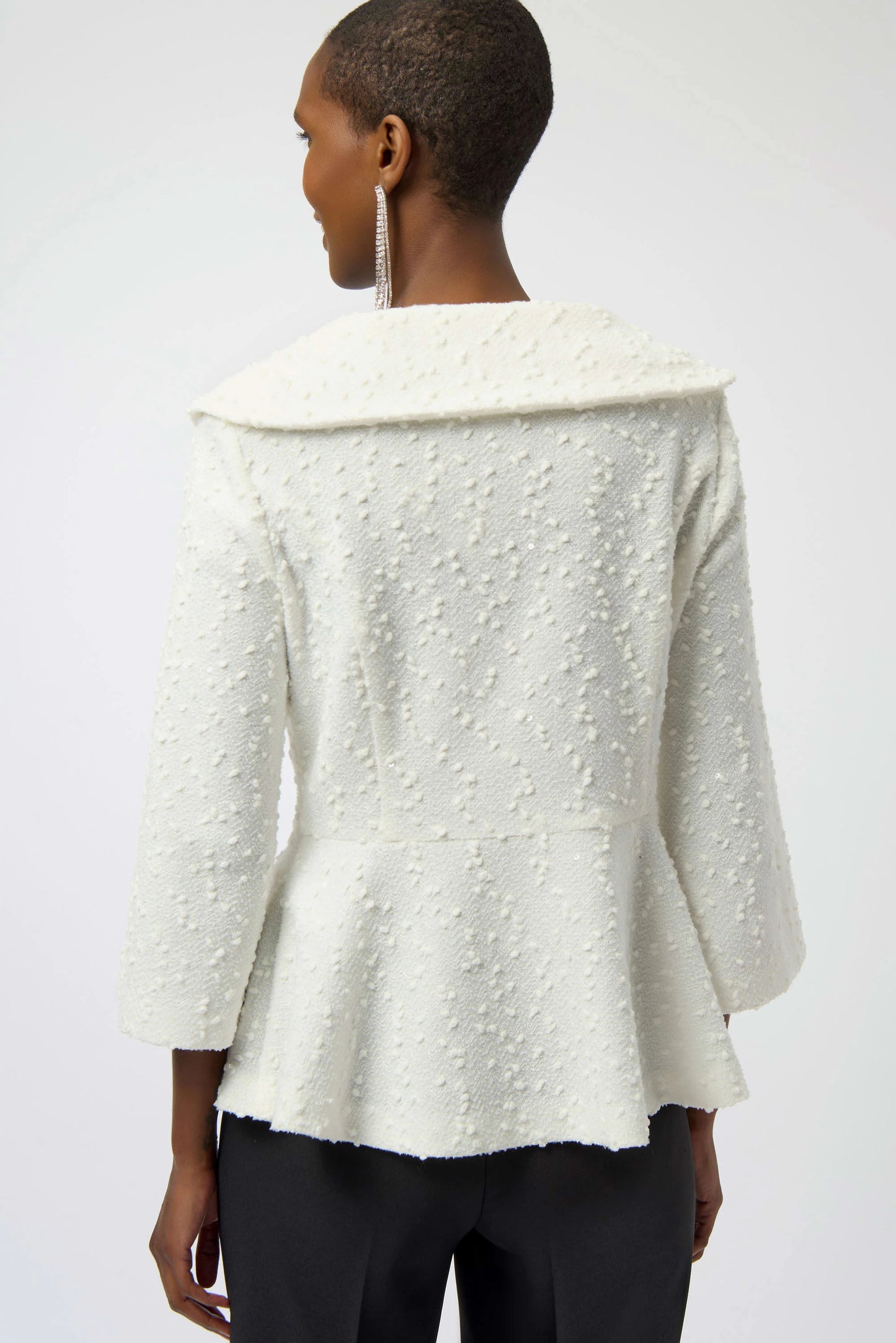 Sequined Bouclé Knit Peplum Jacket 254184