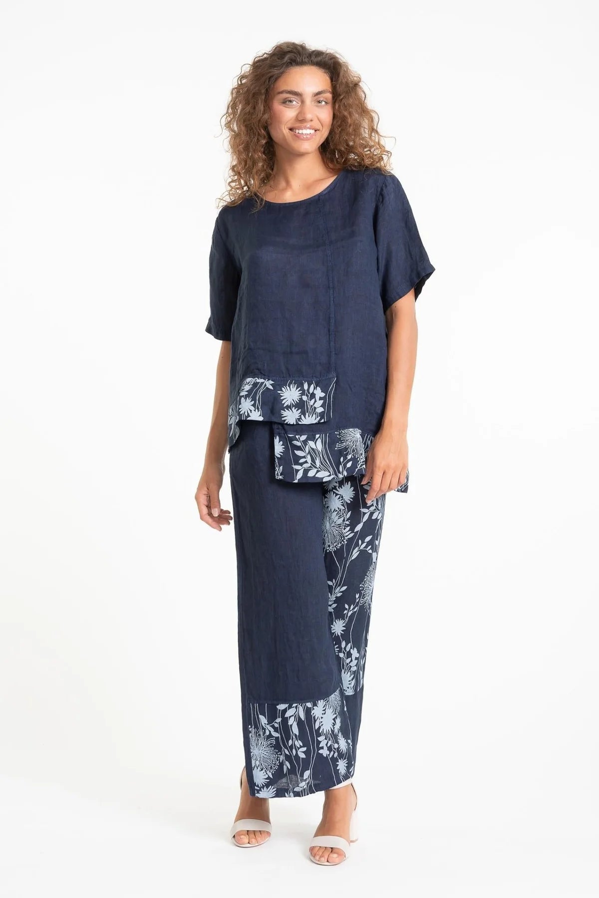 French Linen Blouse TP1605P-17 BLU/S - Linen Luv