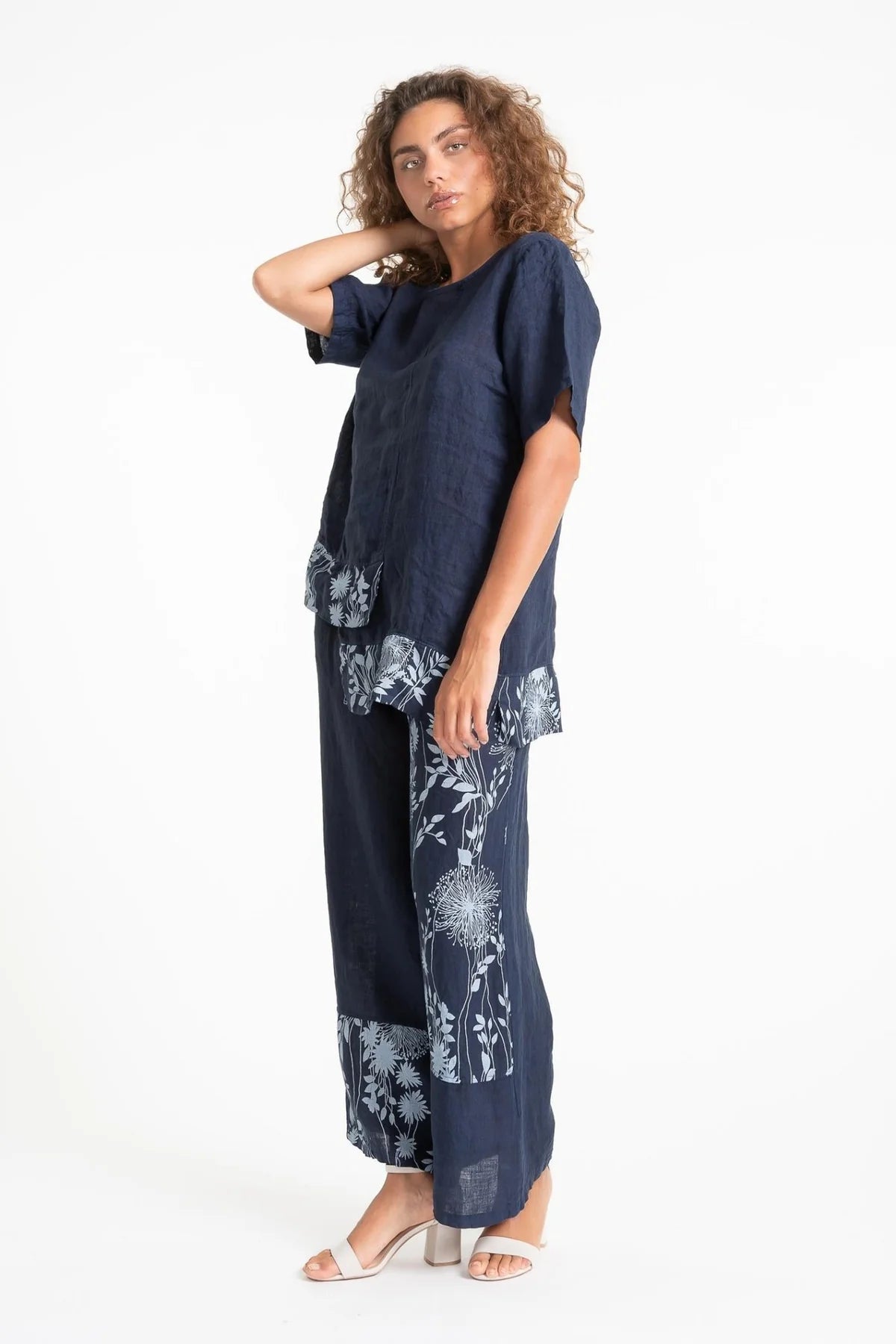 French Linen Blouse TP1605P-17 BLU/S - Linen Luv