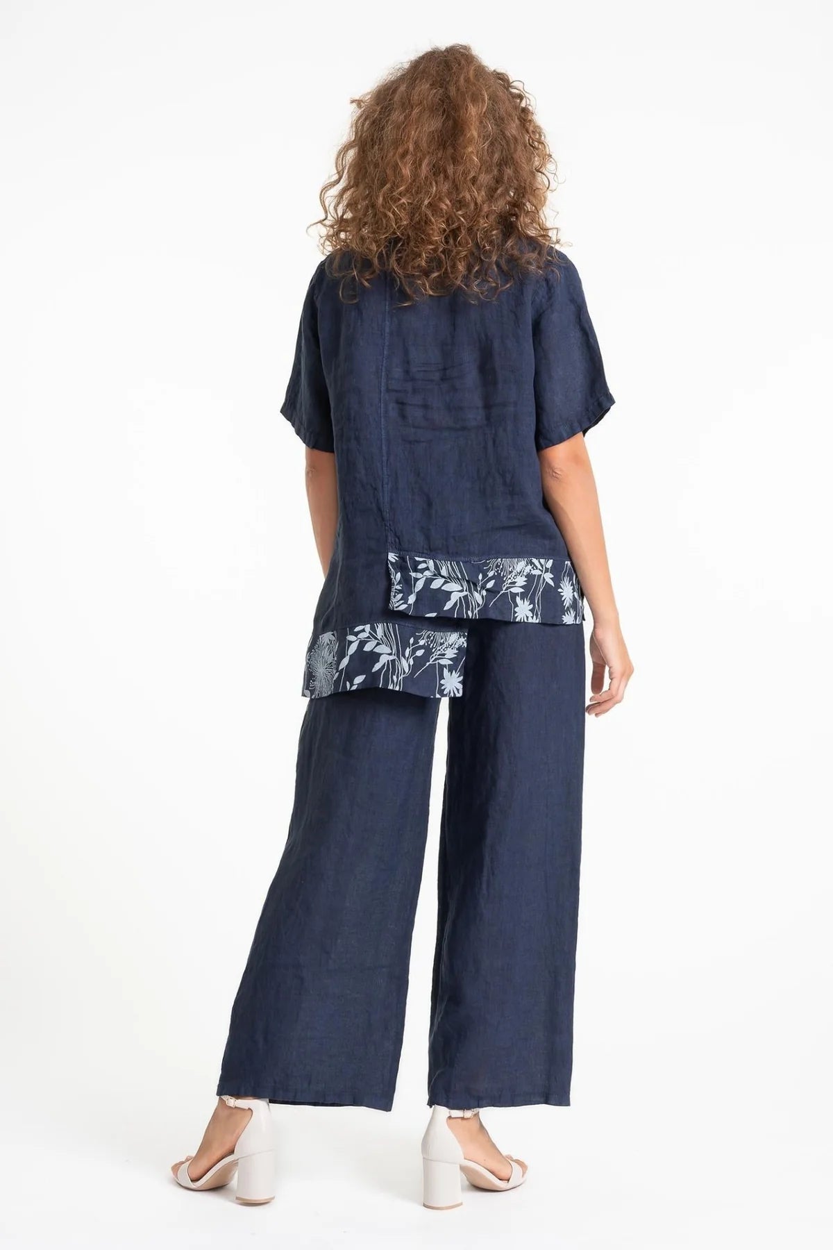 French Linen Blouse TP1605P-17 BLU/S - Linen Luv